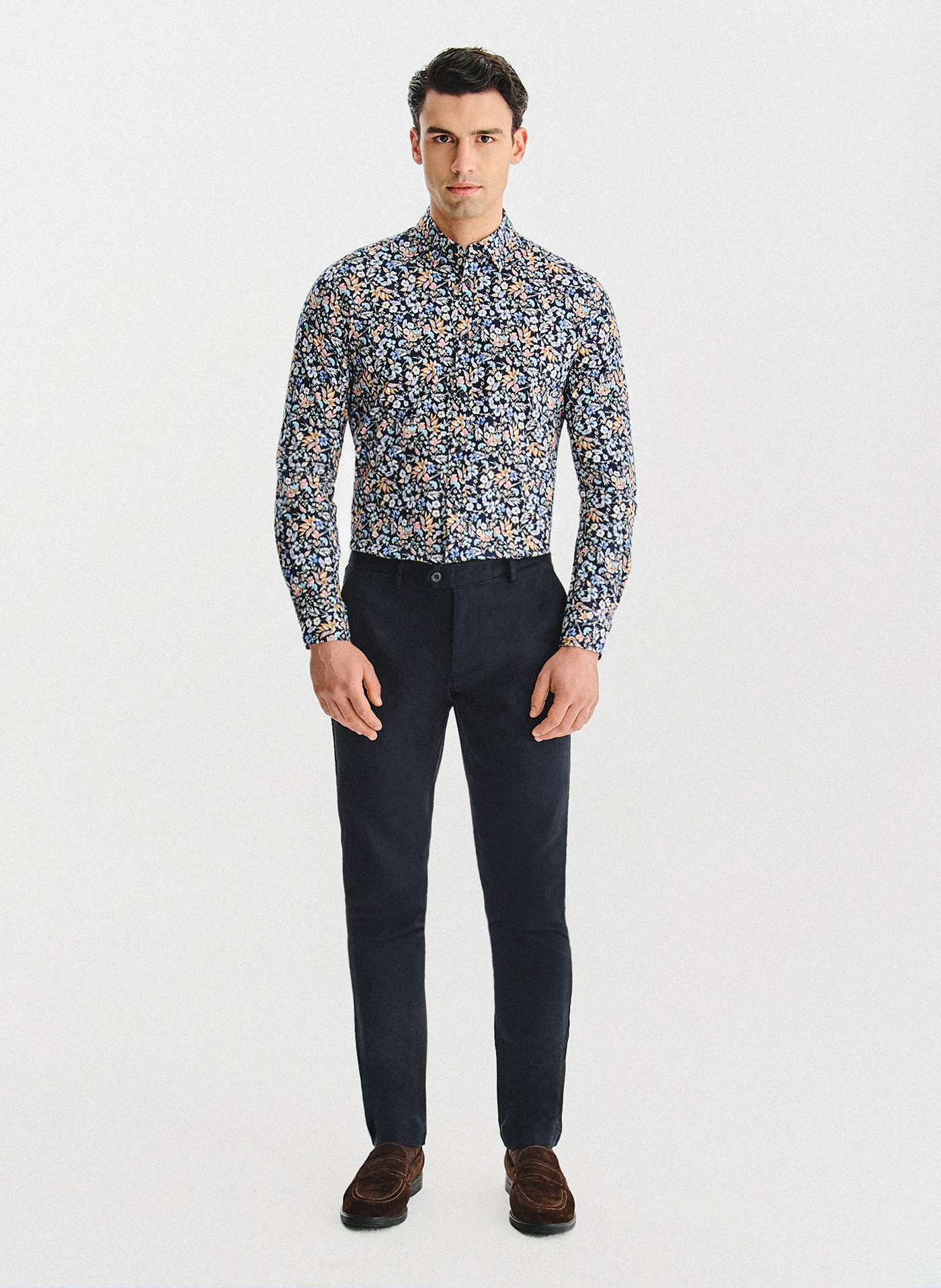 PAKO LORENTE - Granatowa koszula w kwiaty - Pako Lorente