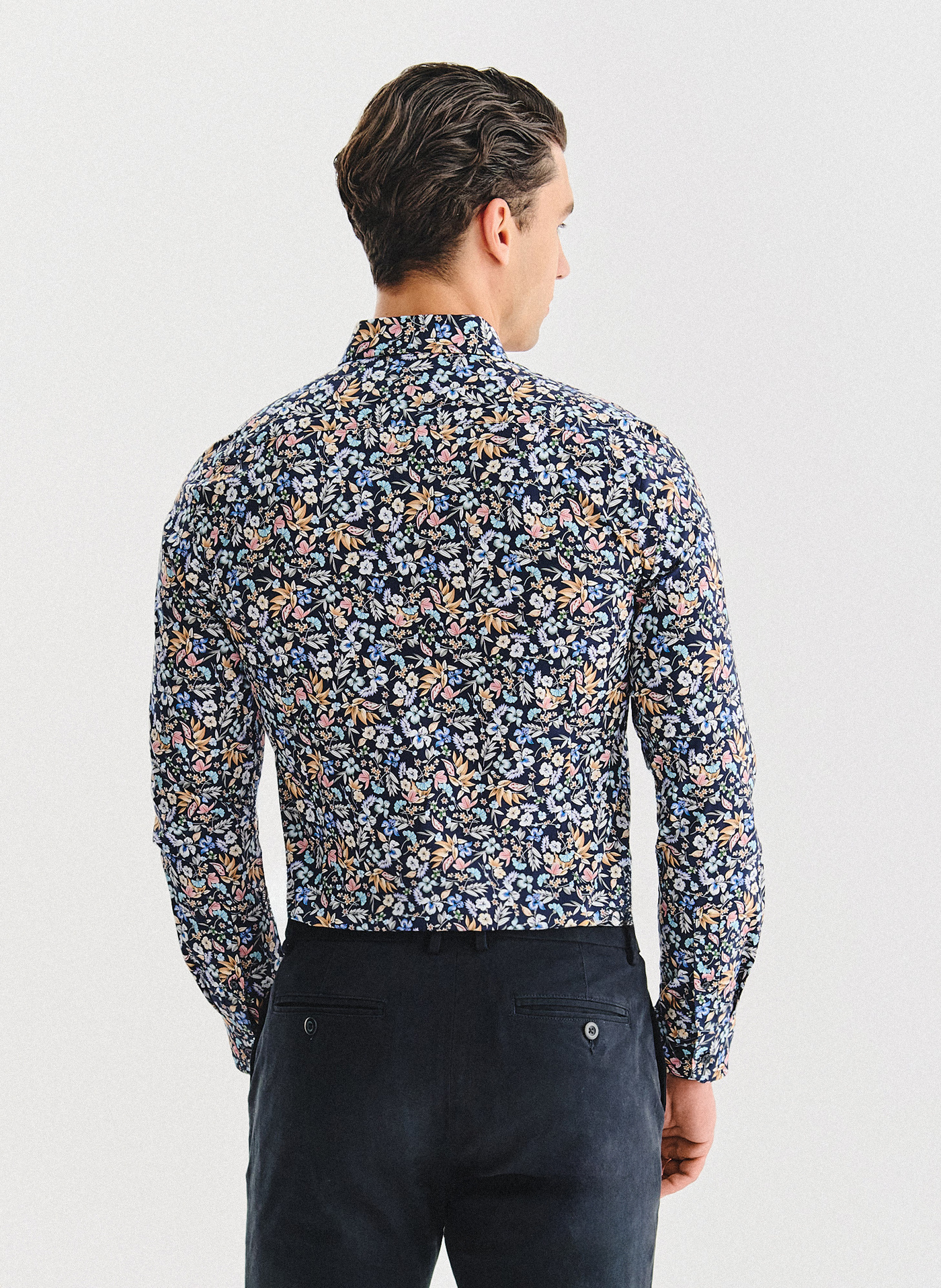 PAKO LORENTE - Granatowa koszula w kwiaty - Pako Lorente