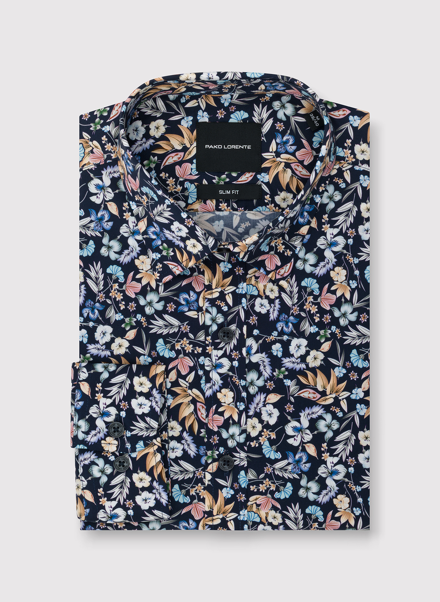 PAKO LORENTE - Granatowa koszula w kwiaty - Pako Lorente
