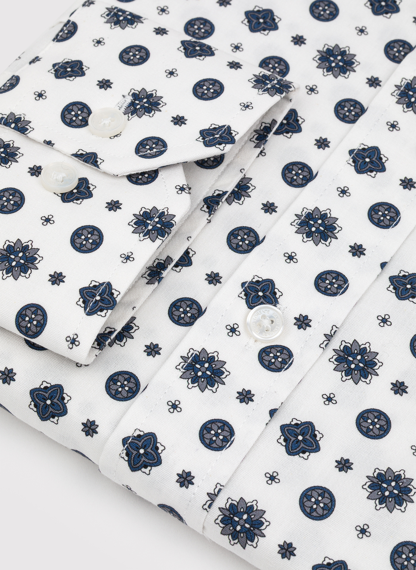 Biała koszula w niebieski wzór geometryczny - Pako Lorente