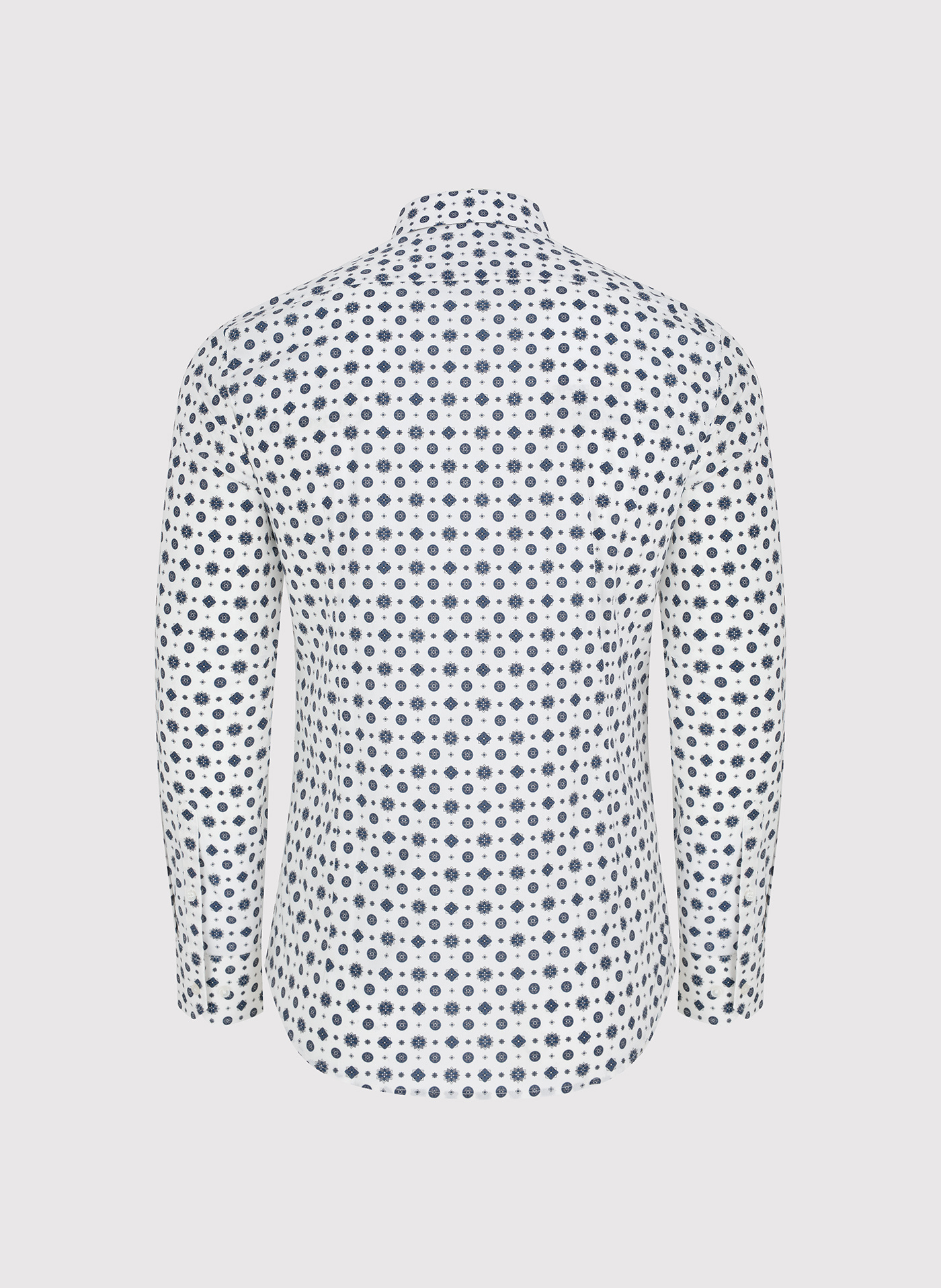 Biała koszula w niebieski wzór geometryczny - Pako Lorente