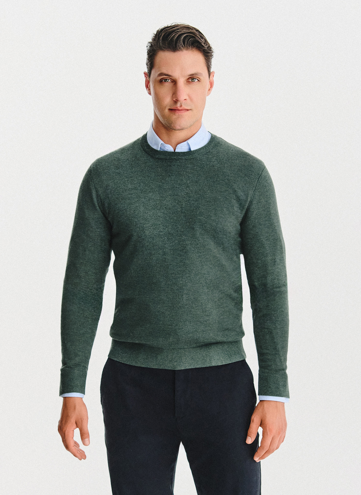 Zielony sweter męski o-neck - Pako Lorente