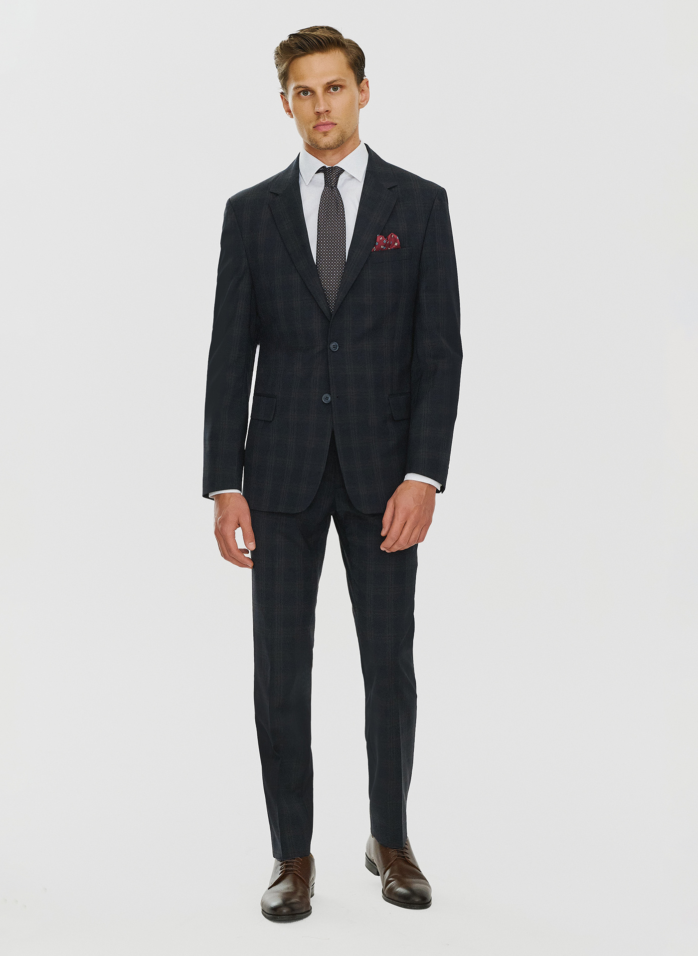 Męskie spodnie garniturowe w odcieniu granatowym - Pako Lorente