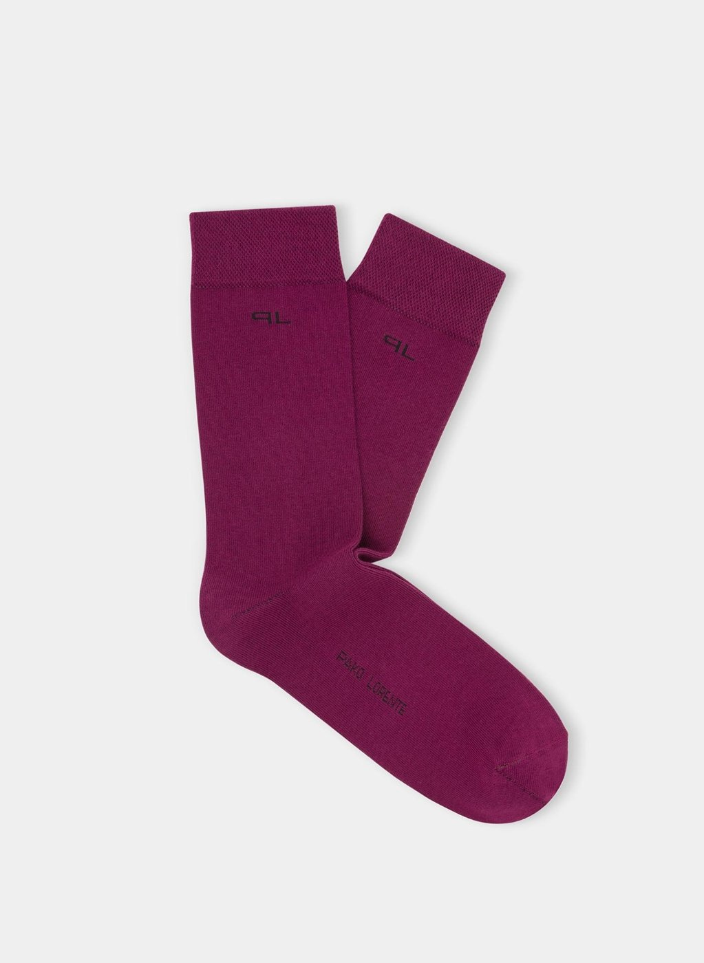 Gładkie bordowe skarpetki męskie z subtelnym logo P000B-SX-060-D - Pako Lorente