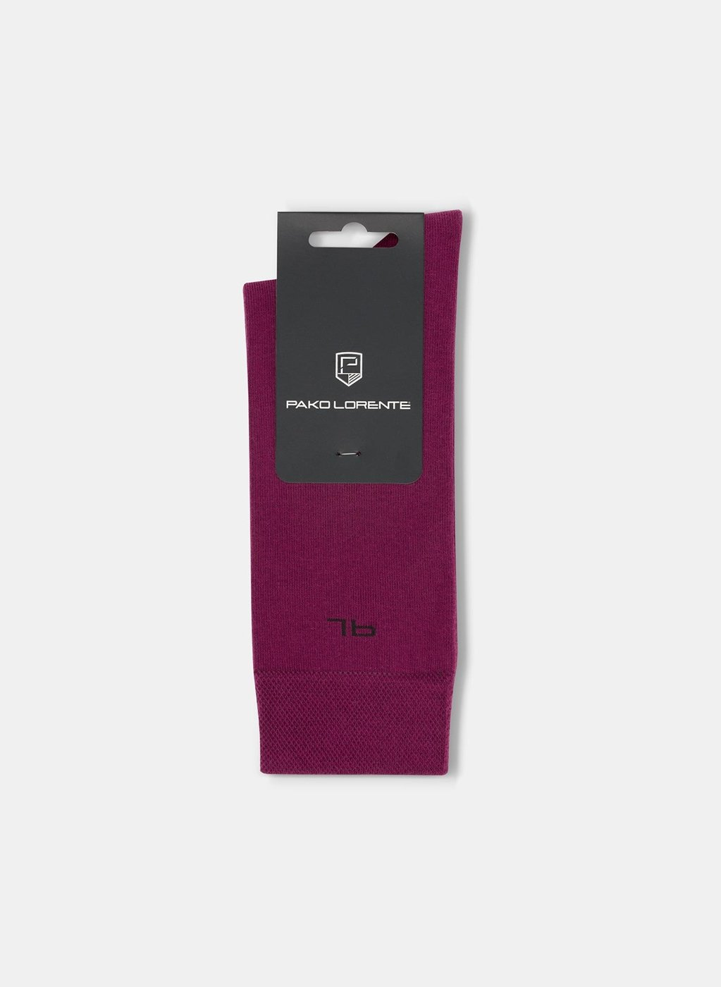 Gładkie bordowe skarpetki męskie z subtelnym logo P000B-SX-060-D - Pako Lorente
