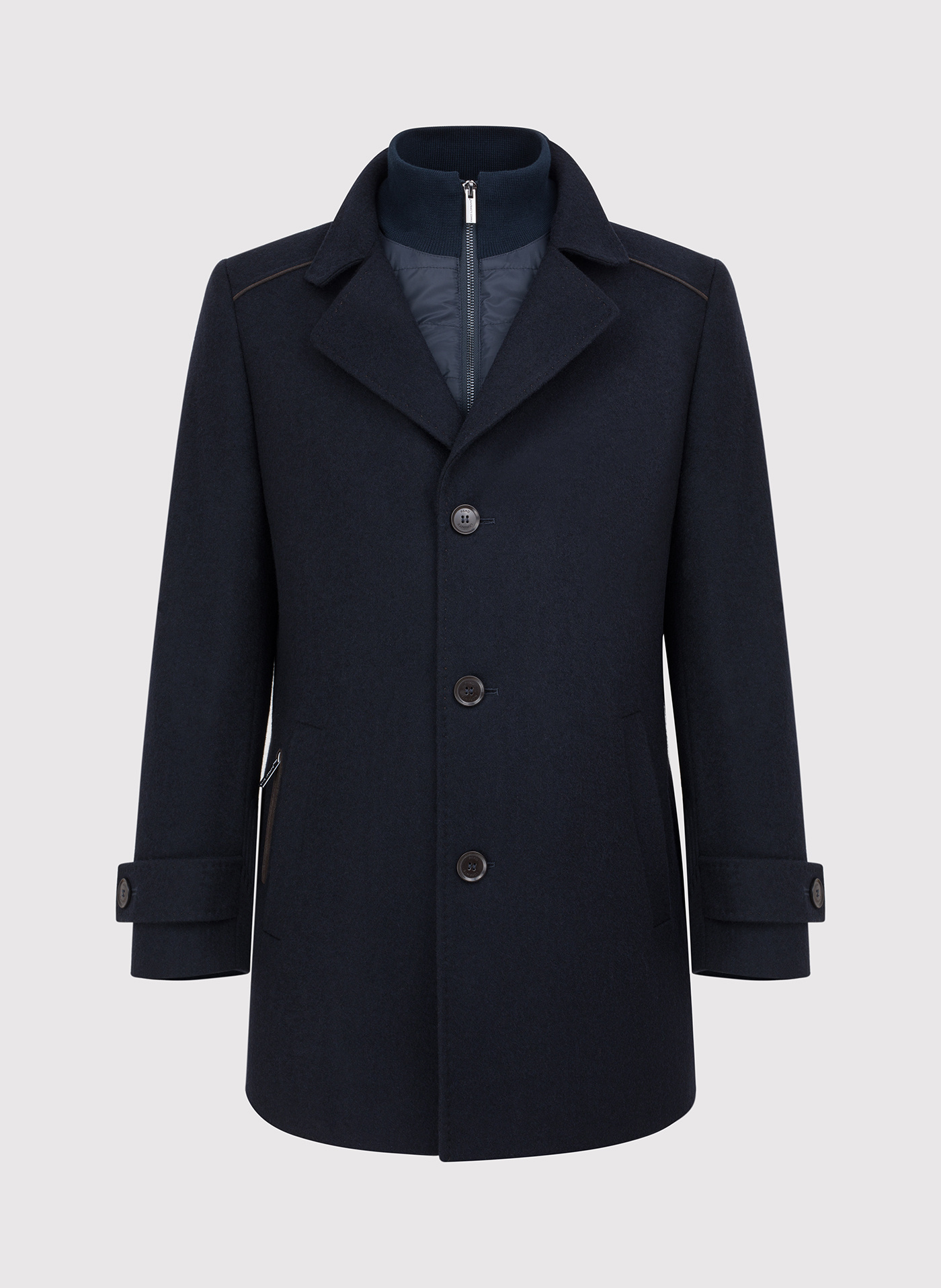 Wełniany płaszcz męski w kolorze granatowym - Pako Lorente