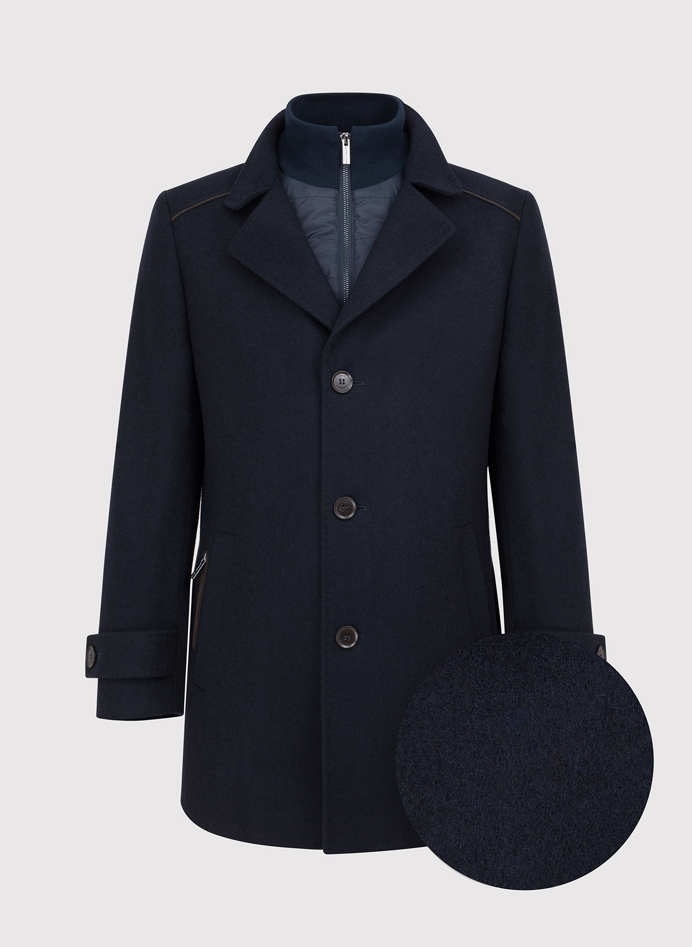 Wełniany płaszcz męski w kolorze granatowym - Pako Lorente