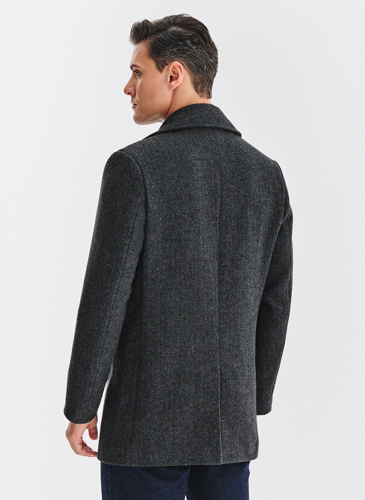 Szary płaszcz dwurzędowy z wełną - Pako Lorente