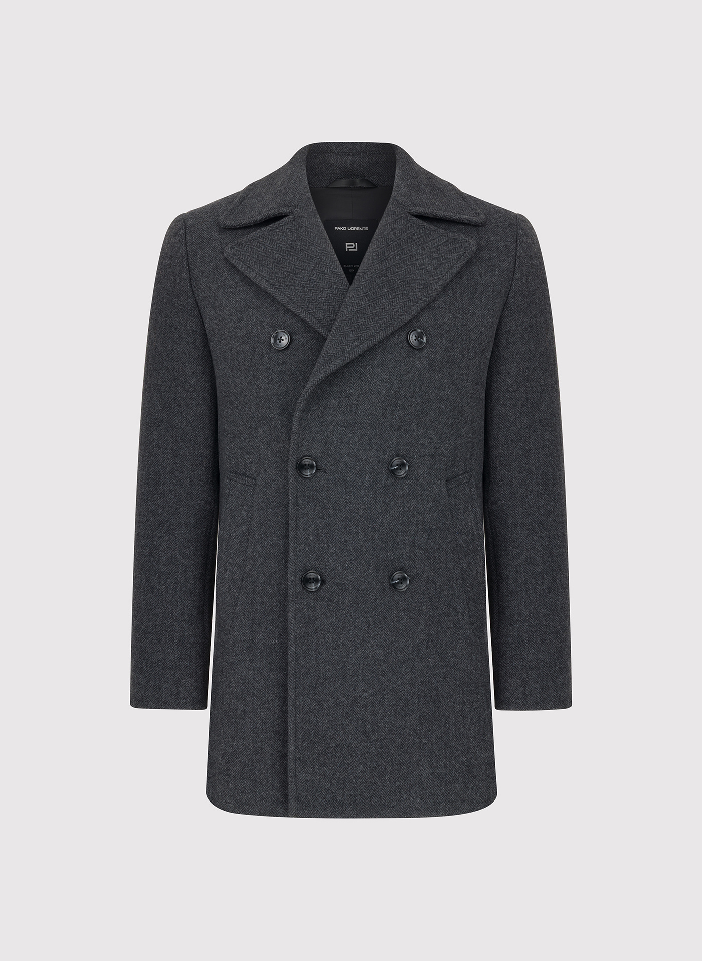 Szary płaszcz dwurzędowy z wełną - Pako Lorente