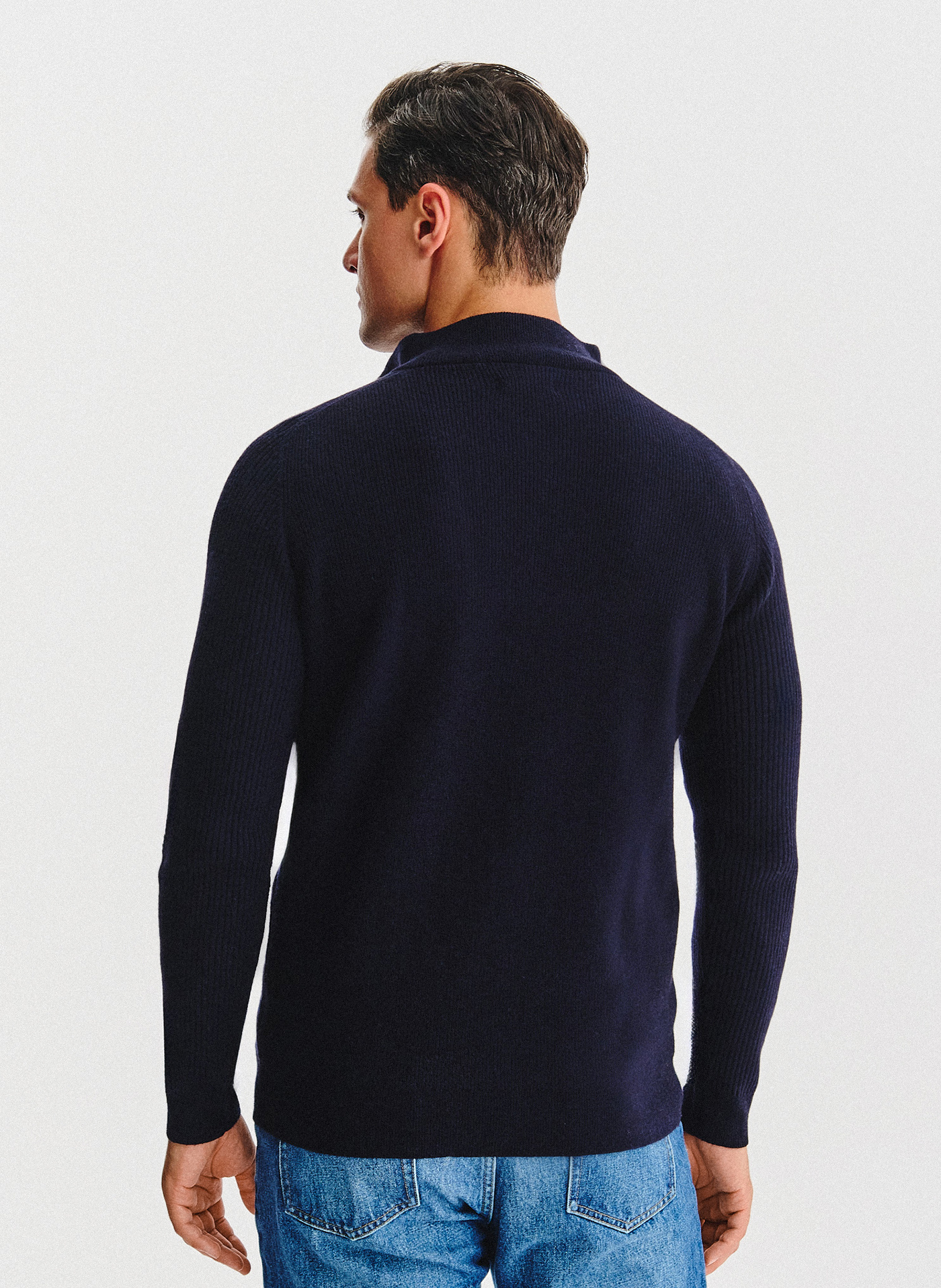 PAKO LORENTE - Granatowy sweter z rozpinaną stójką - Pako Lorente