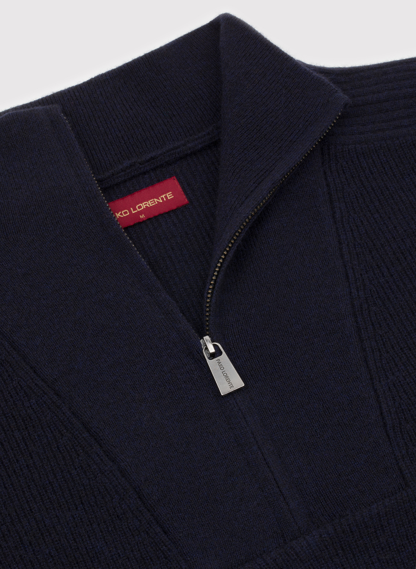 PAKO LORENTE - Granatowy sweter z rozpinaną stójką - Pako Lorente