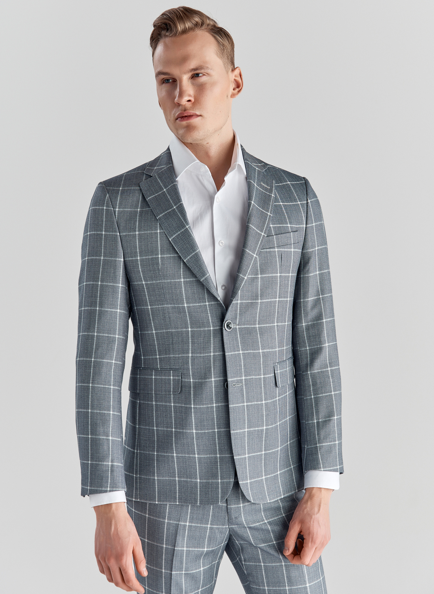 Niebieskie spodnie garniturowe P22SF-6G-012-N-S - Pako Lorente