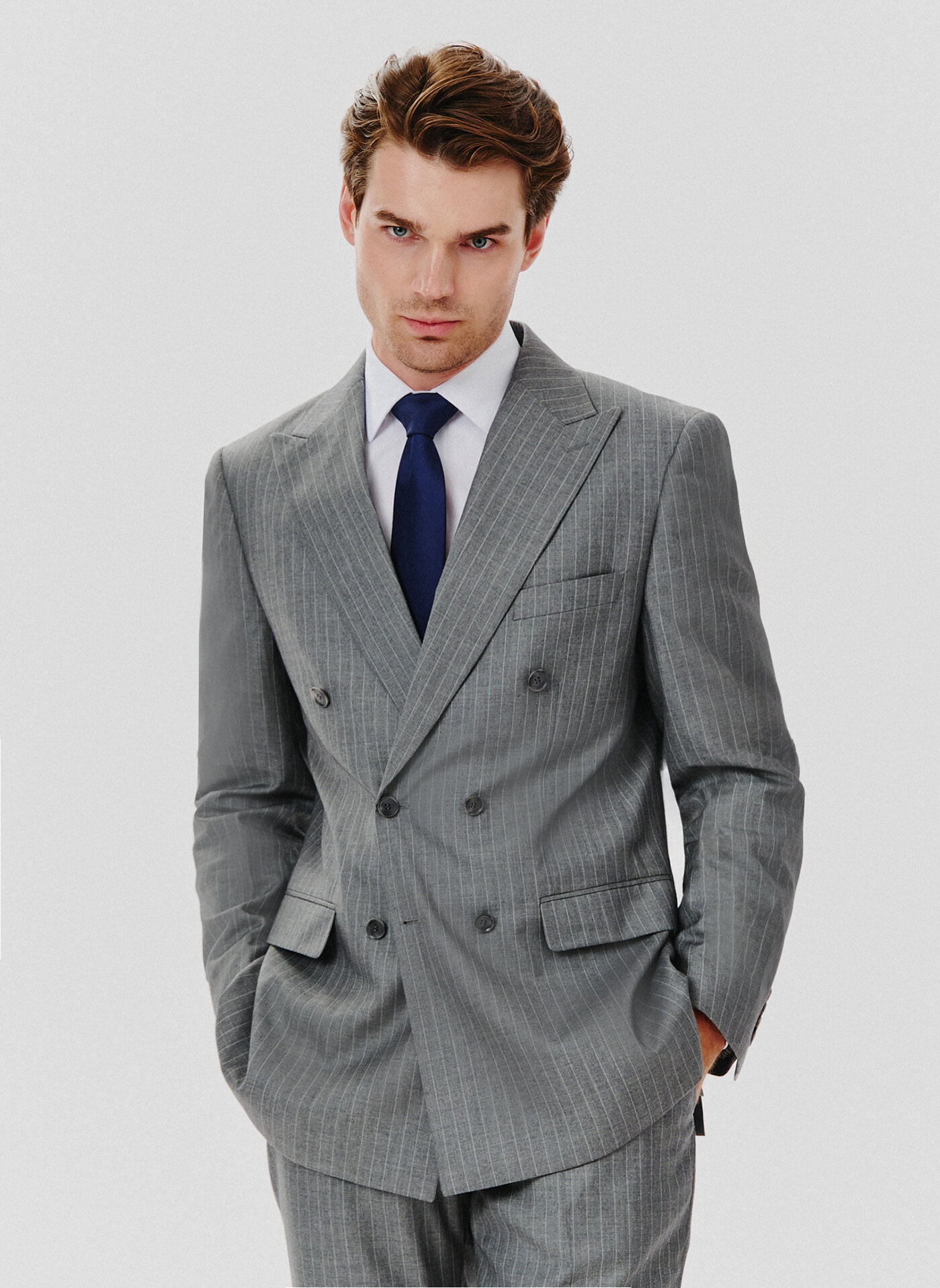 Szara marynarka garniturowa w prążek - Pako Lorente