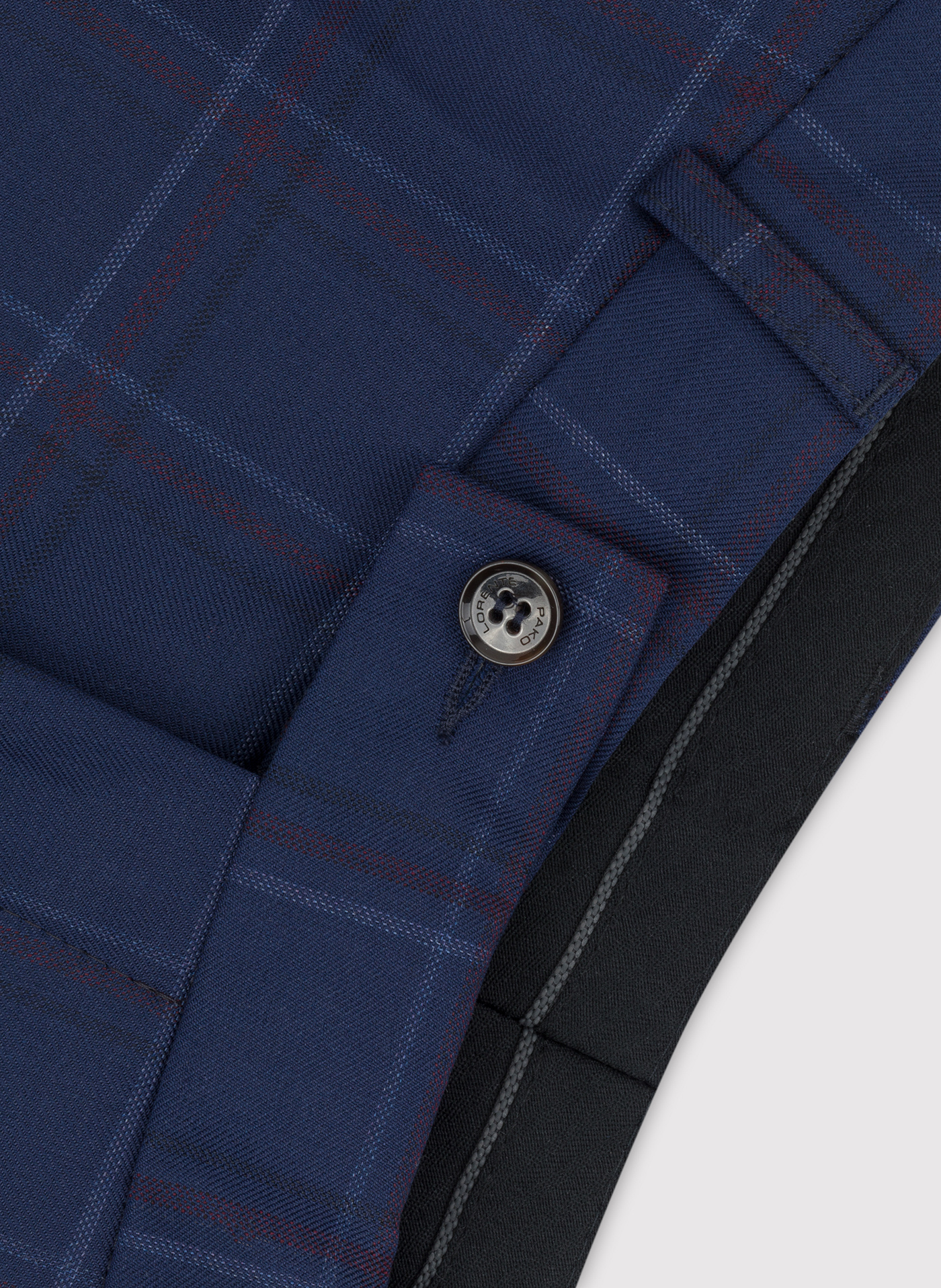 Granatowe spodnie garniturowe w czerwono-niebieską kratkę - Pako Lorente