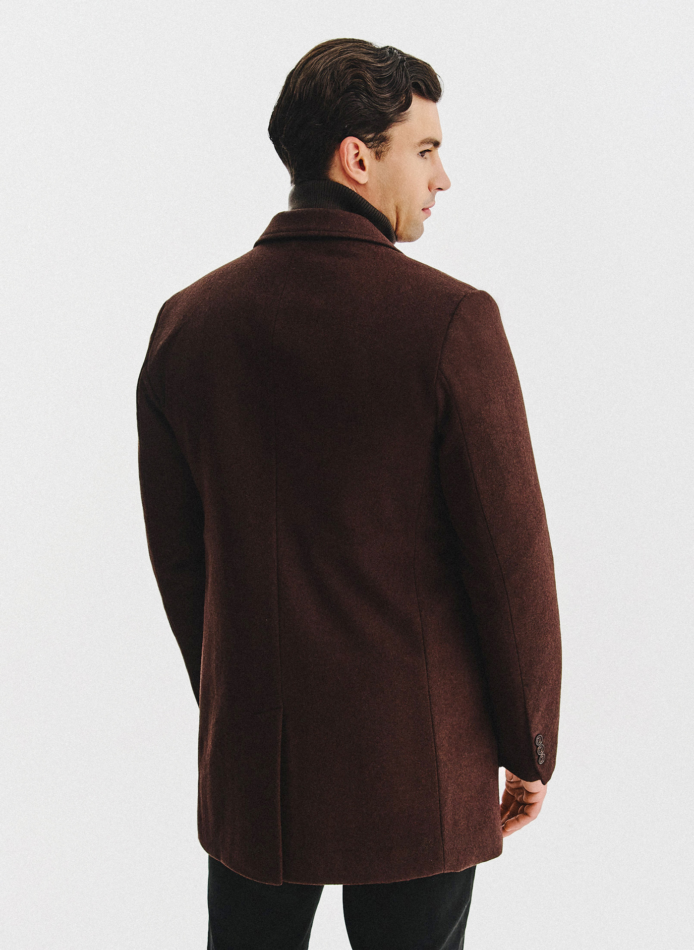 PAKO LORENTE - Brązowy płaszcz męski z odpinanym kołnierzem - Pako Lorente