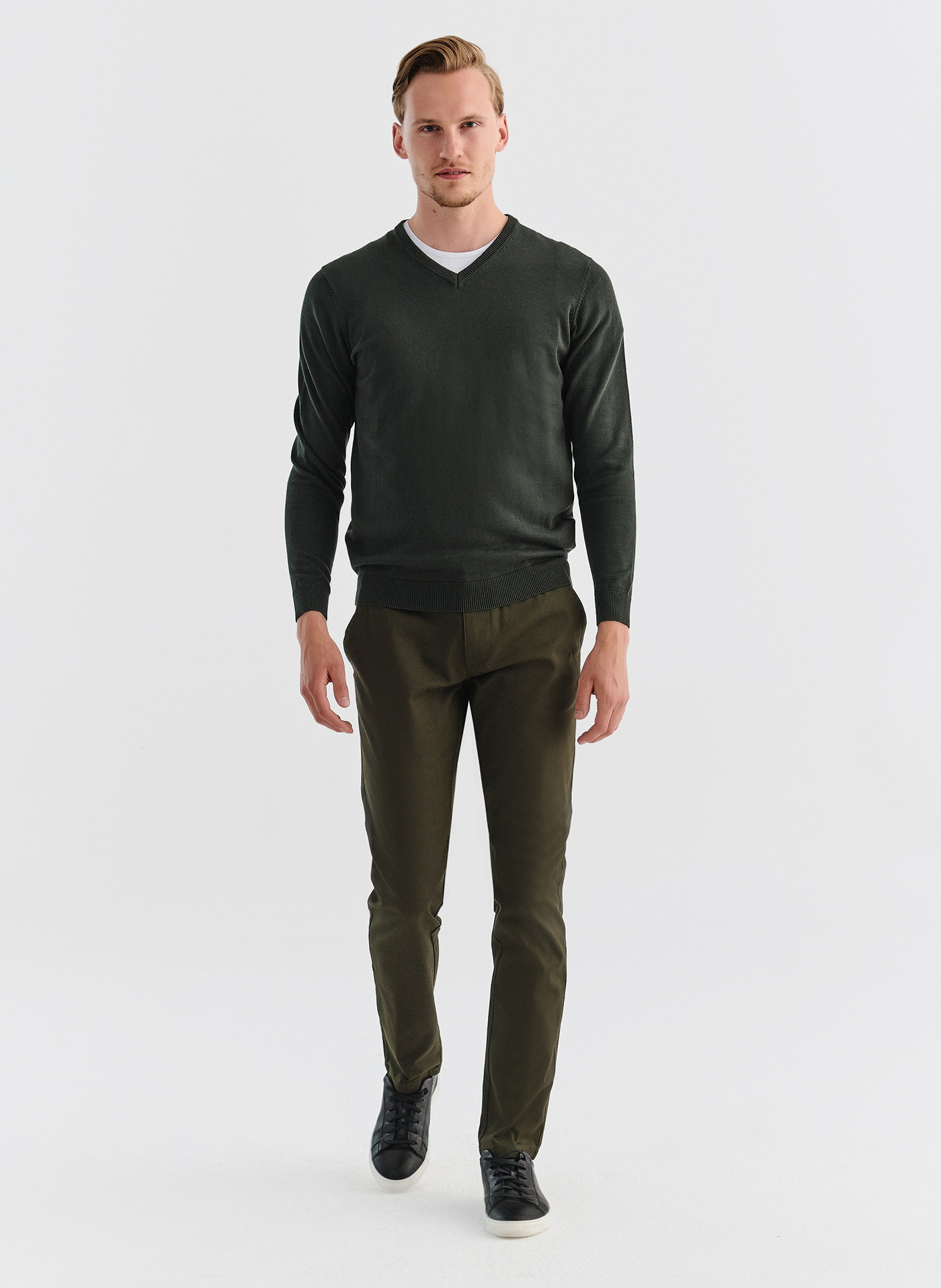 Zielone spodnie męskie o kroju Slim Fit - Pako Lorente