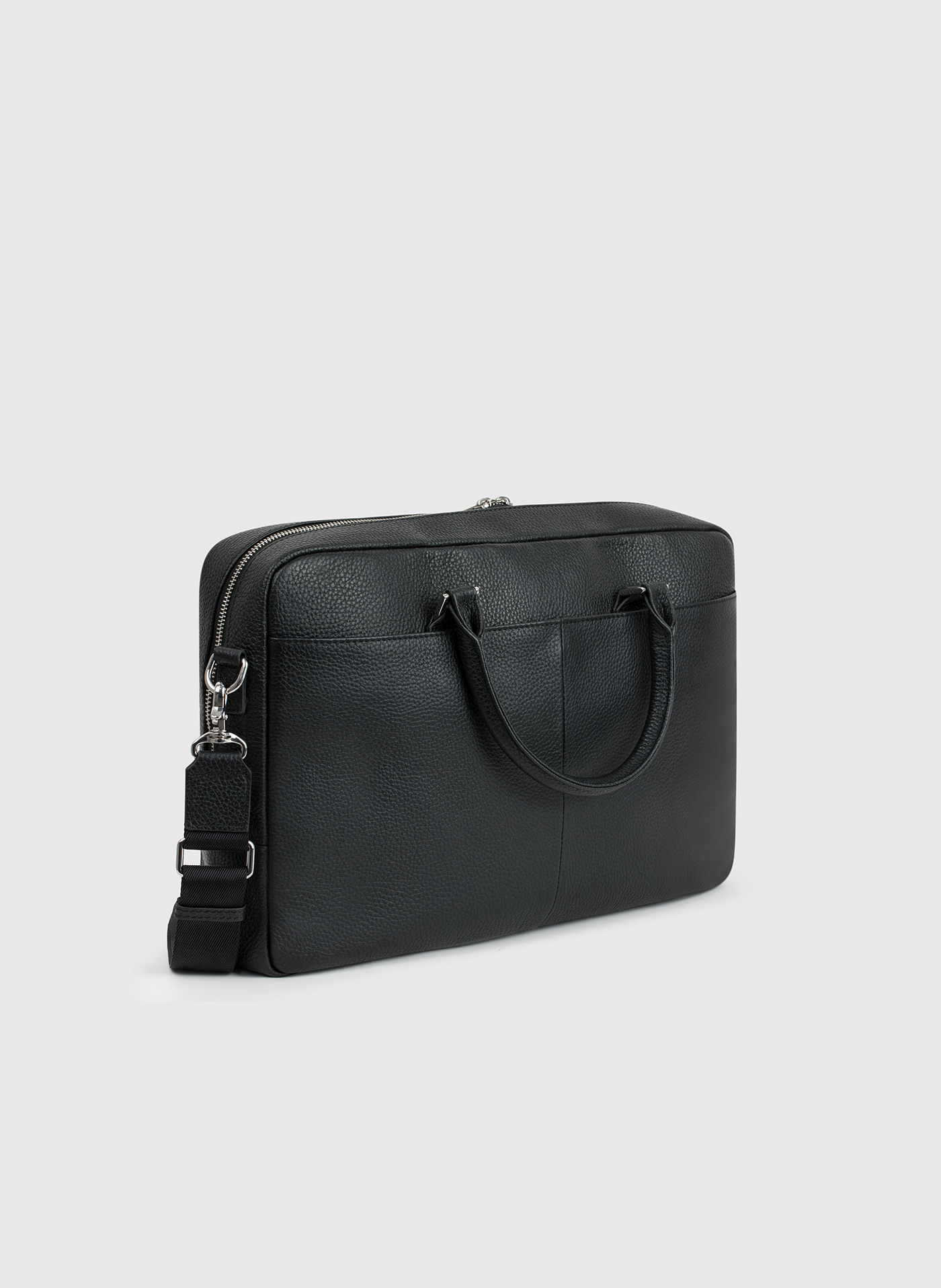 Skórzana czarna aktówka męska - Pako Lorente