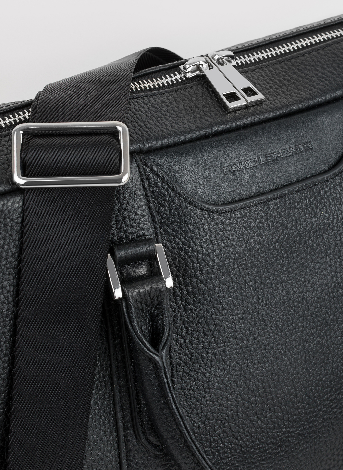 Skórzana czarna aktówka męska - Pako Lorente