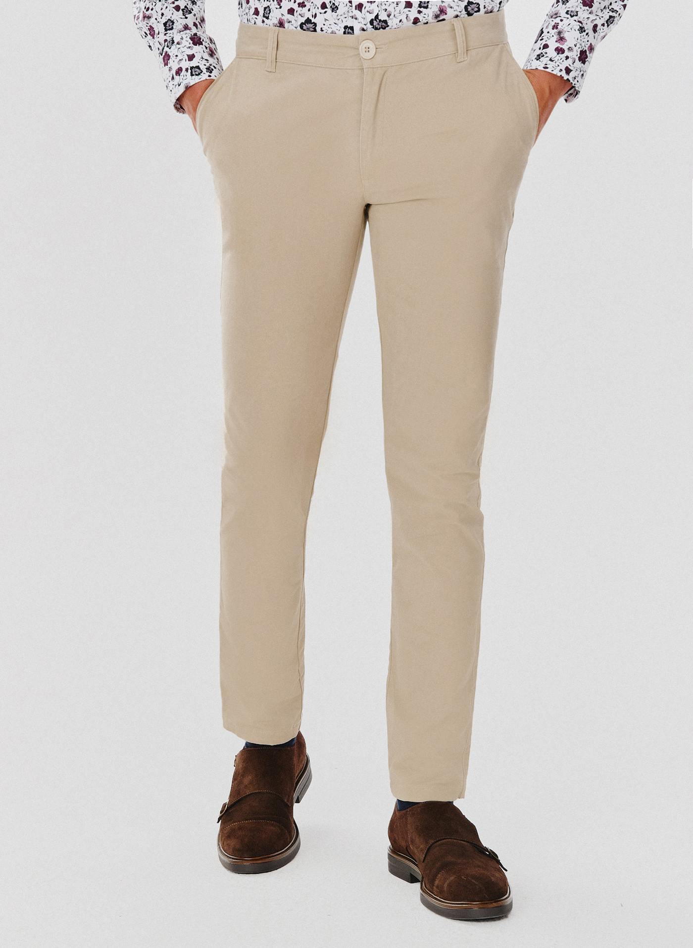 Gładkie spodnie męskie w kolorze beżowym - Pako Lorente