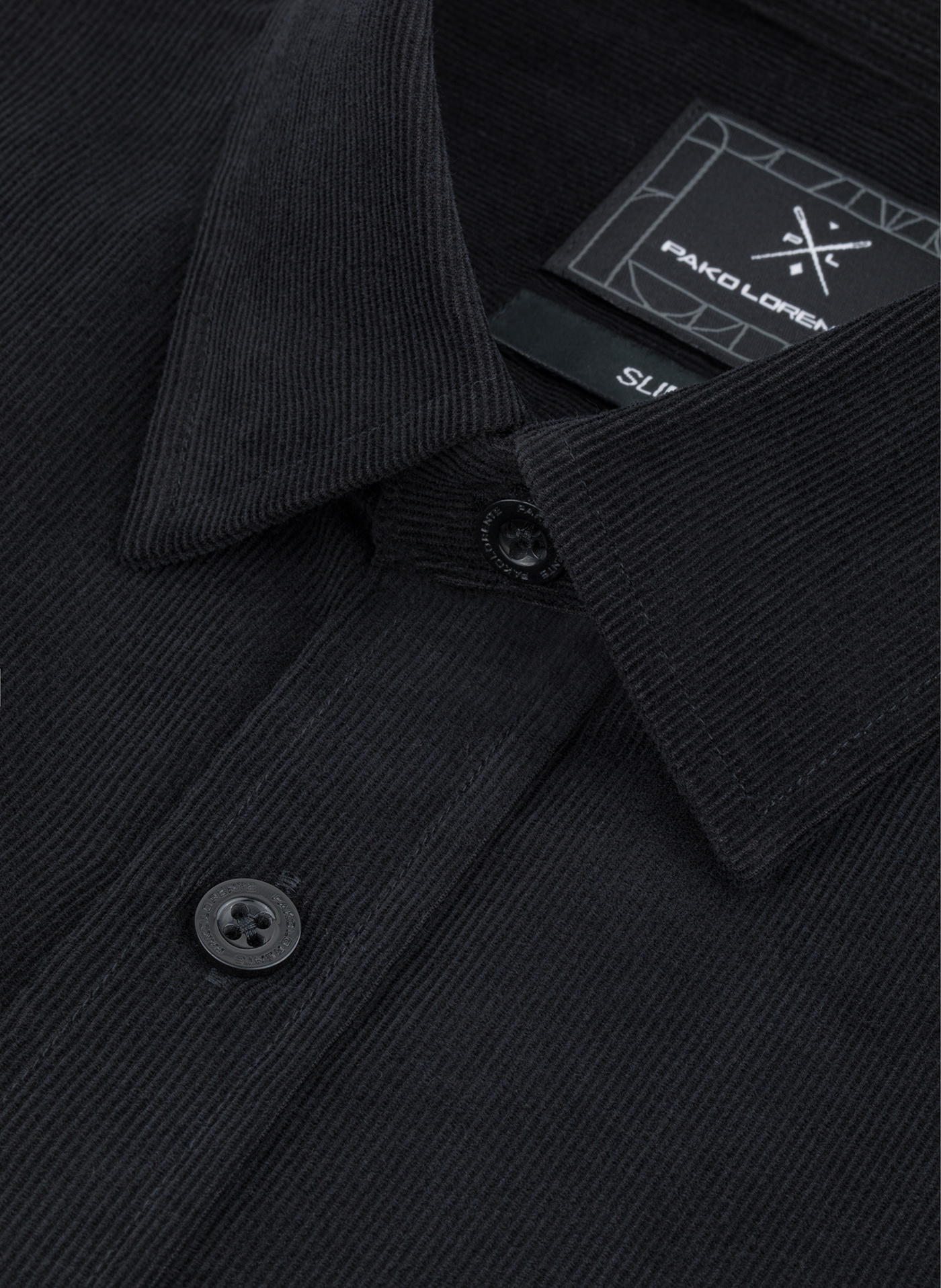 Sztruksowa koszula męska w kolorze czarnym - Pako Lorente