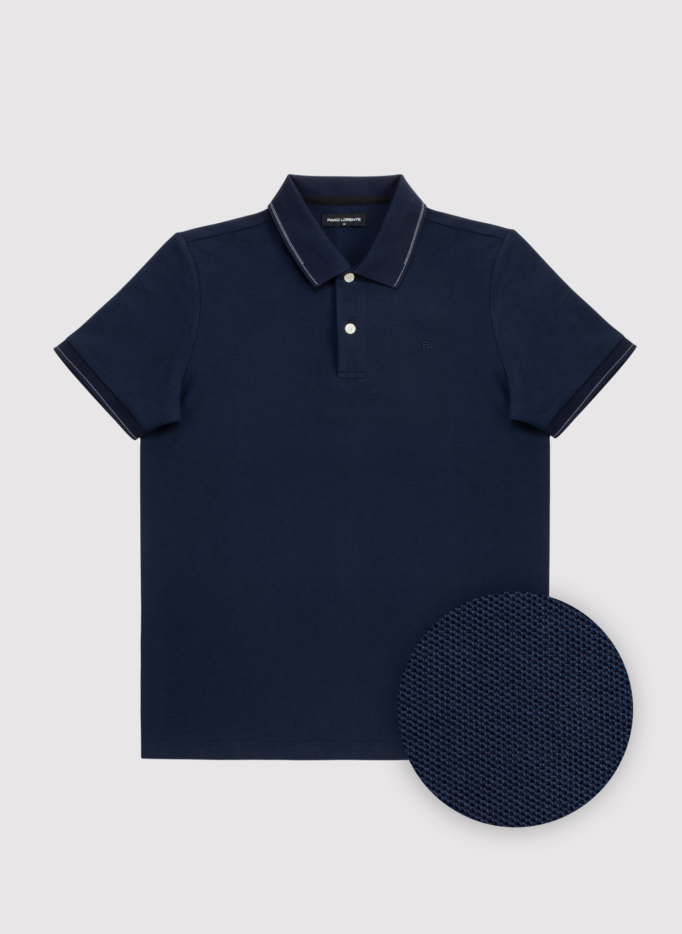 PAKO LORENTE - Granatowy t-shirt polo na guziczki - Pako Lorente