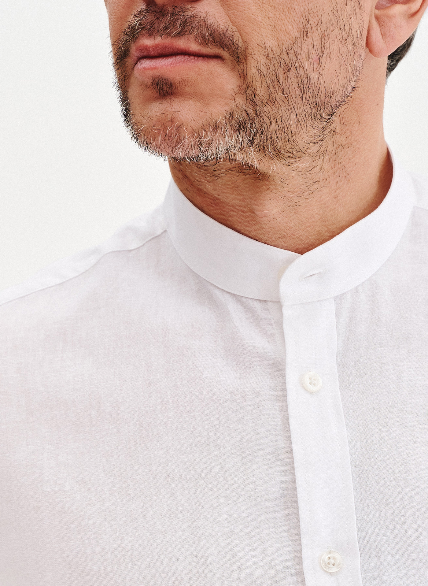 PAKO LORENTE - Biała koszula męska z lnu i bawełny - Pako Lorente