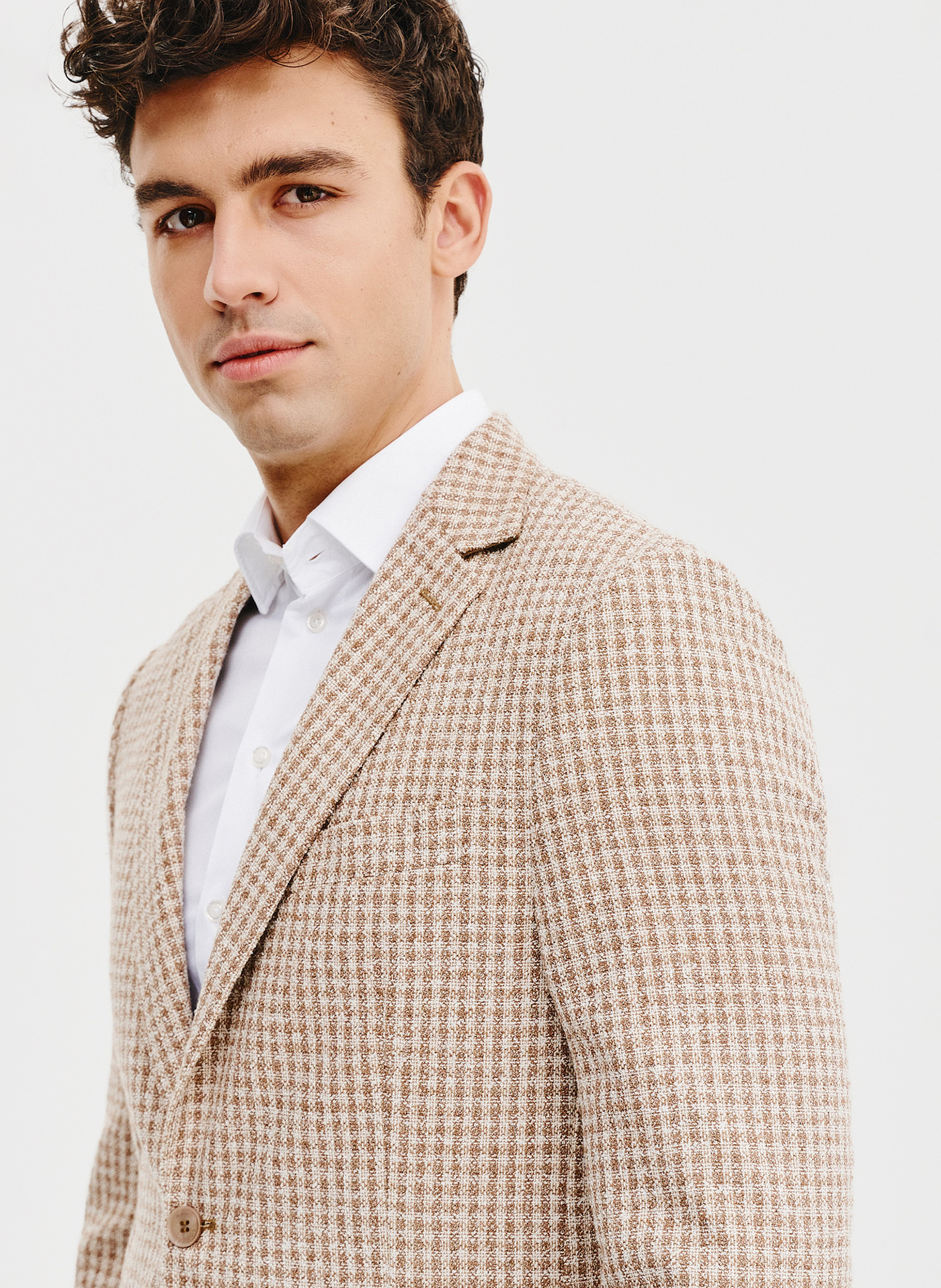 Beżowa marynarka w pepitkę - Pako Lorente