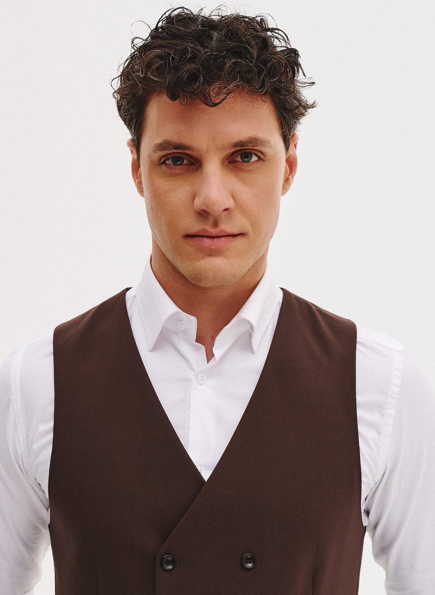 PAKO LORENTE - Brązowa dwurzędowa kamizelka męska - Pako Lorente