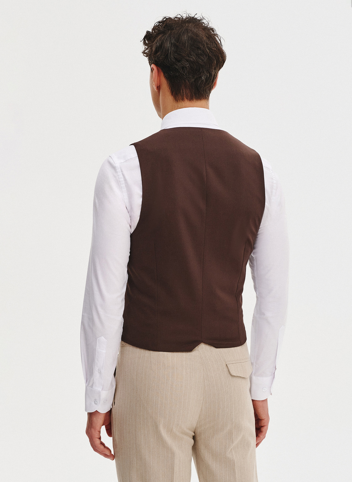 PAKO LORENTE - Brązowa dwurzędowa kamizelka męska - Pako Lorente