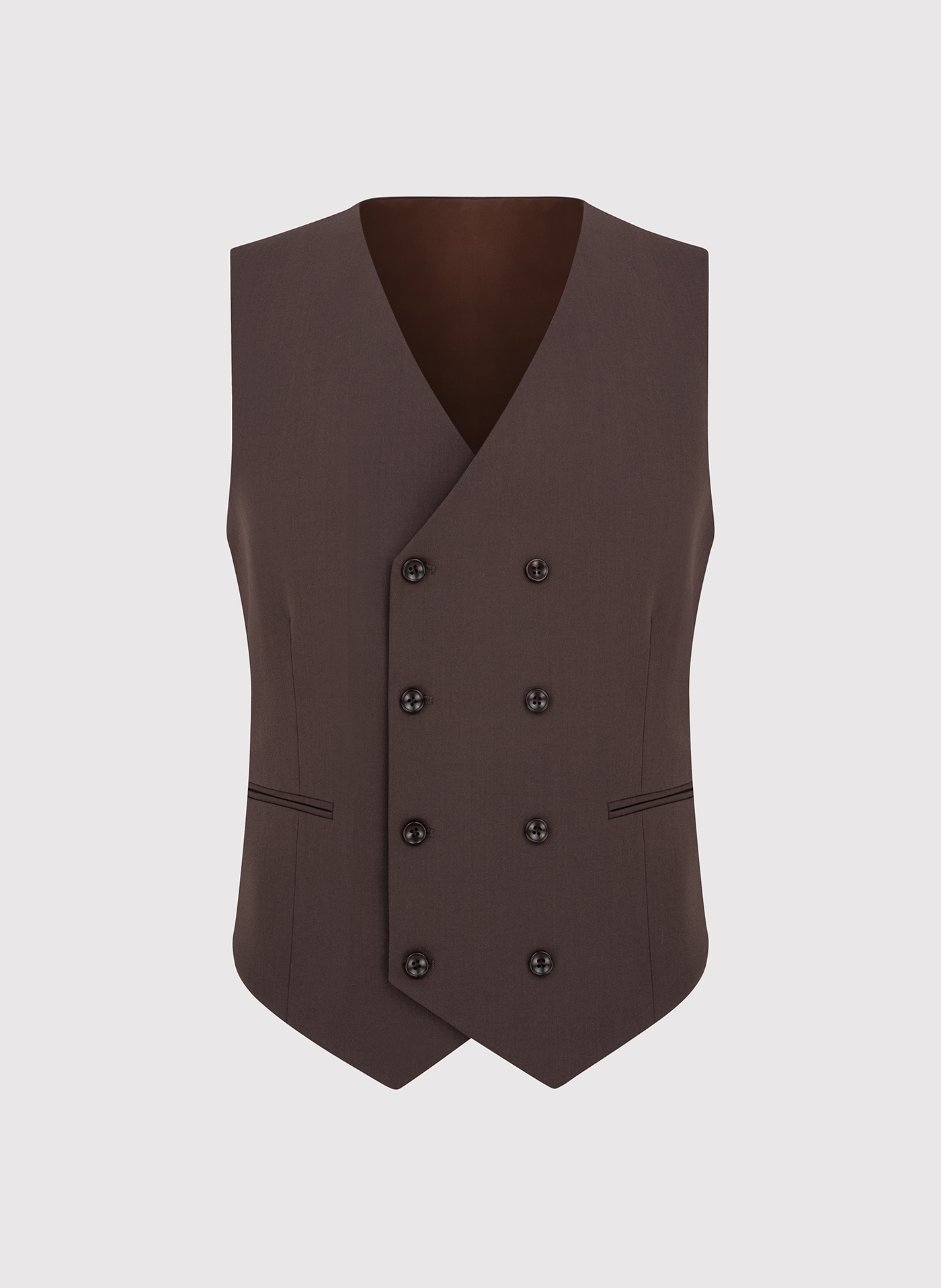 PAKO LORENTE - Brązowa dwurzędowa kamizelka męska - Pako Lorente