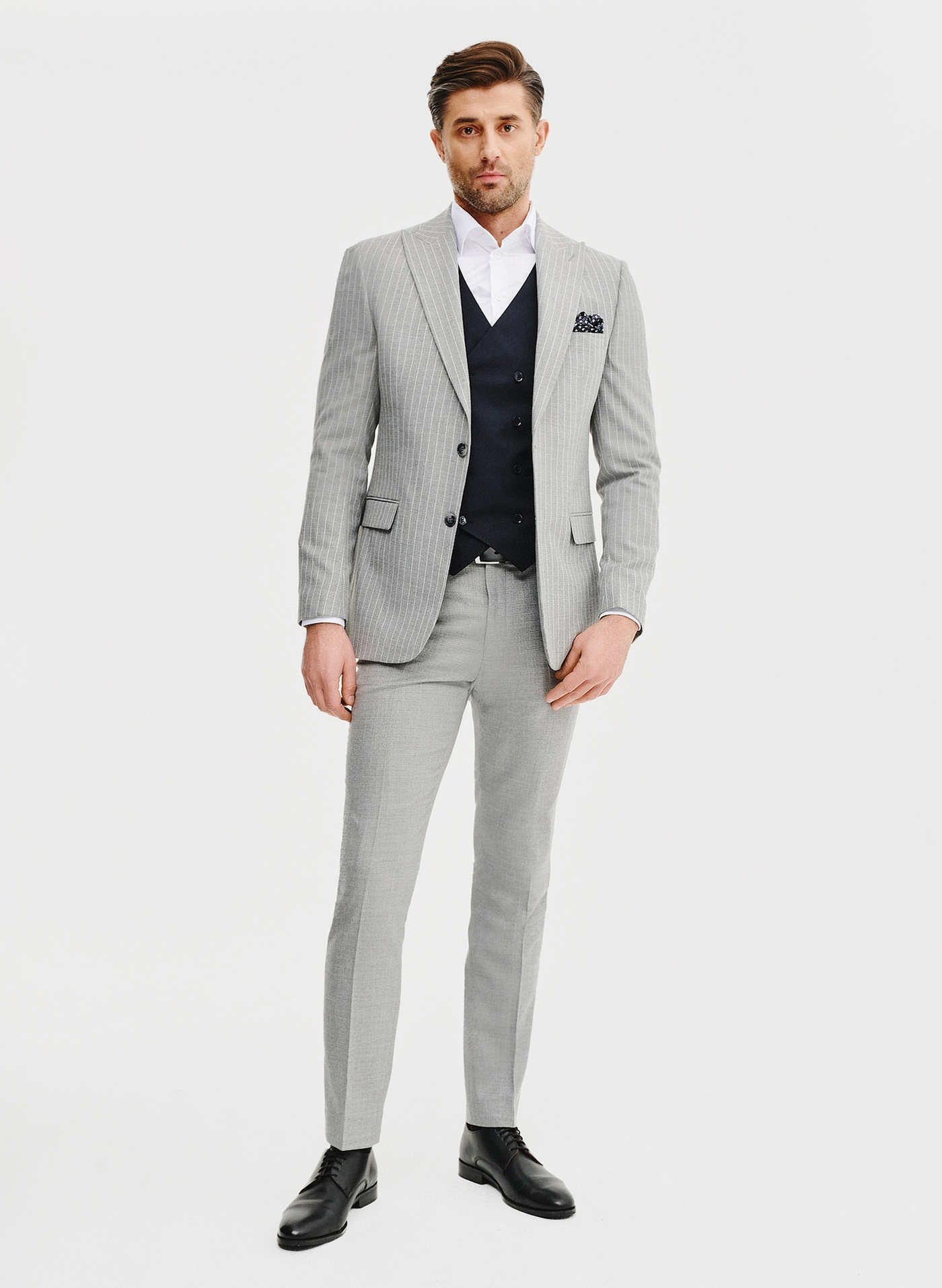 Granatowa dwurzędowa kamizelka męska - Pako Lorente