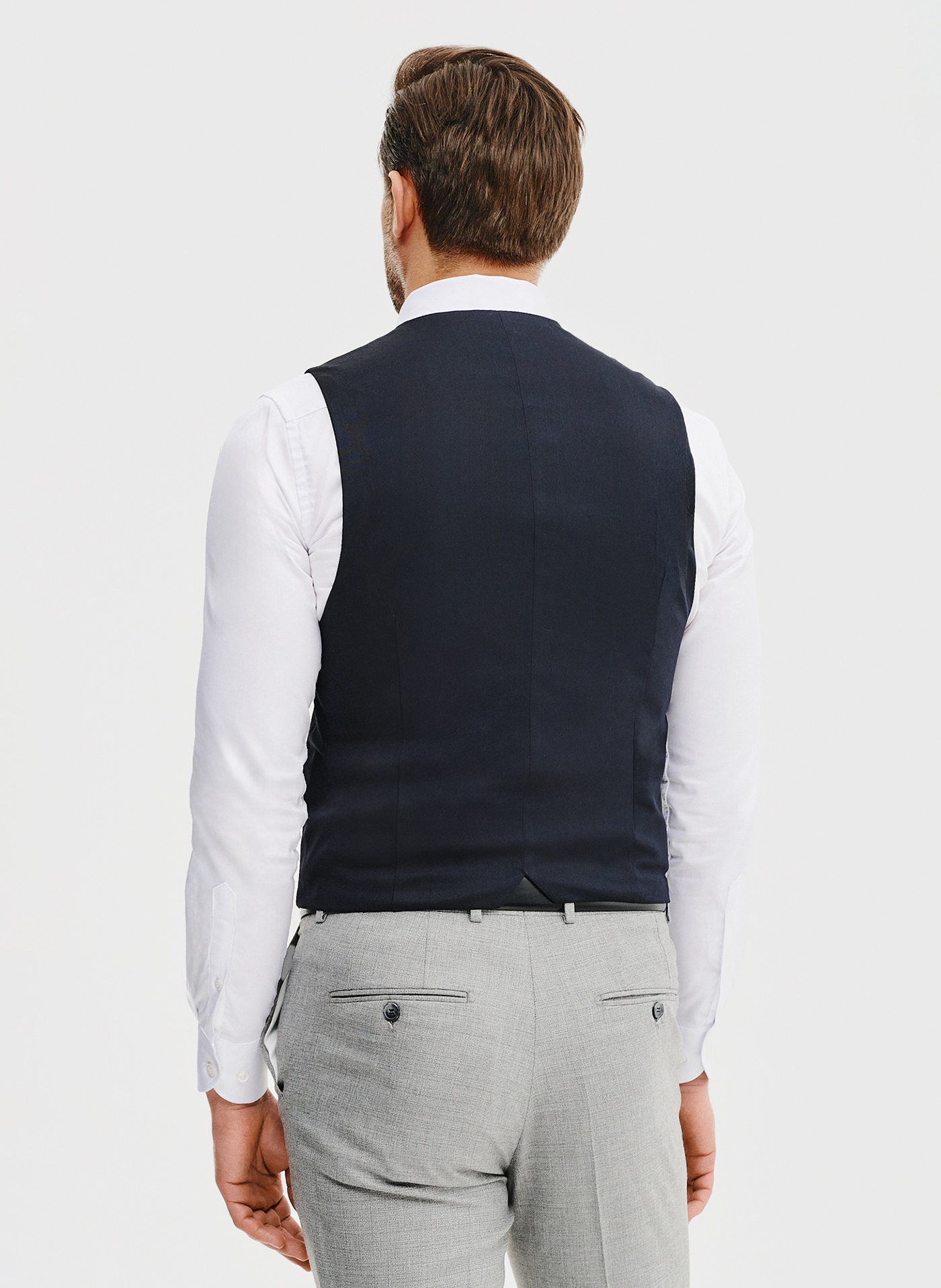 Granatowa dwurzędowa kamizelka męska - Pako Lorente