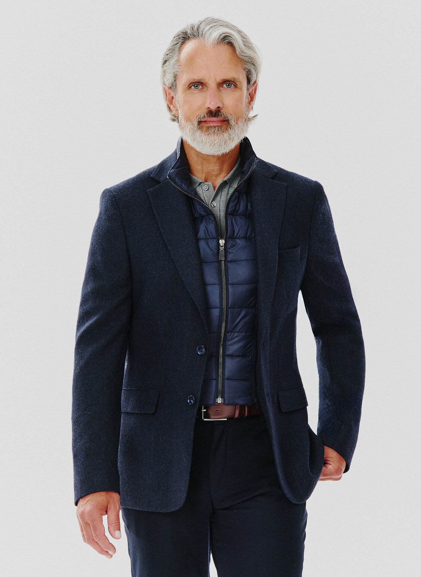 Granatowa marynarka męska z odpinaną podpinką - Pako Lorente