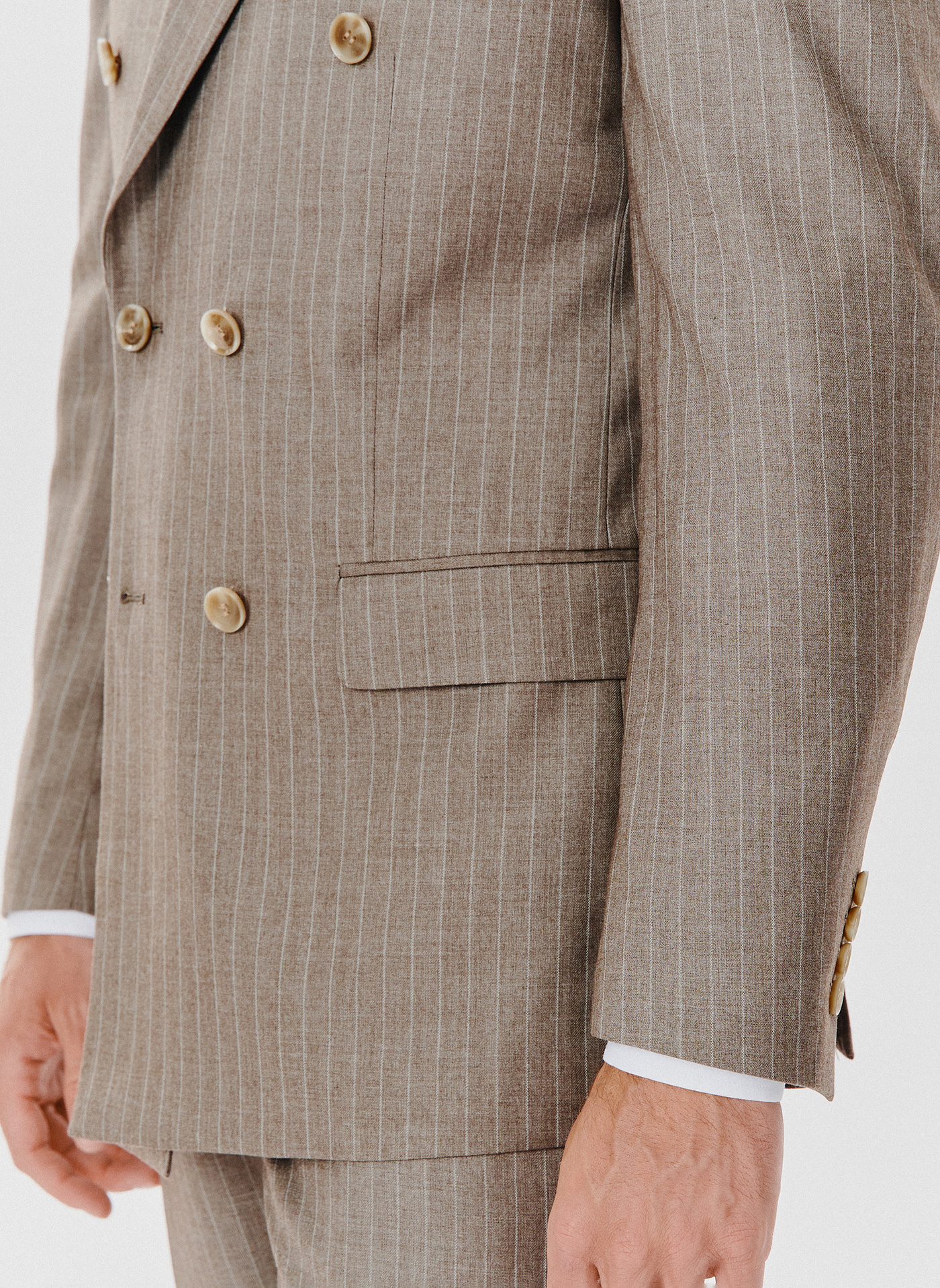 Beżowa marynarka garniturowa w prążki - Pako Lorente