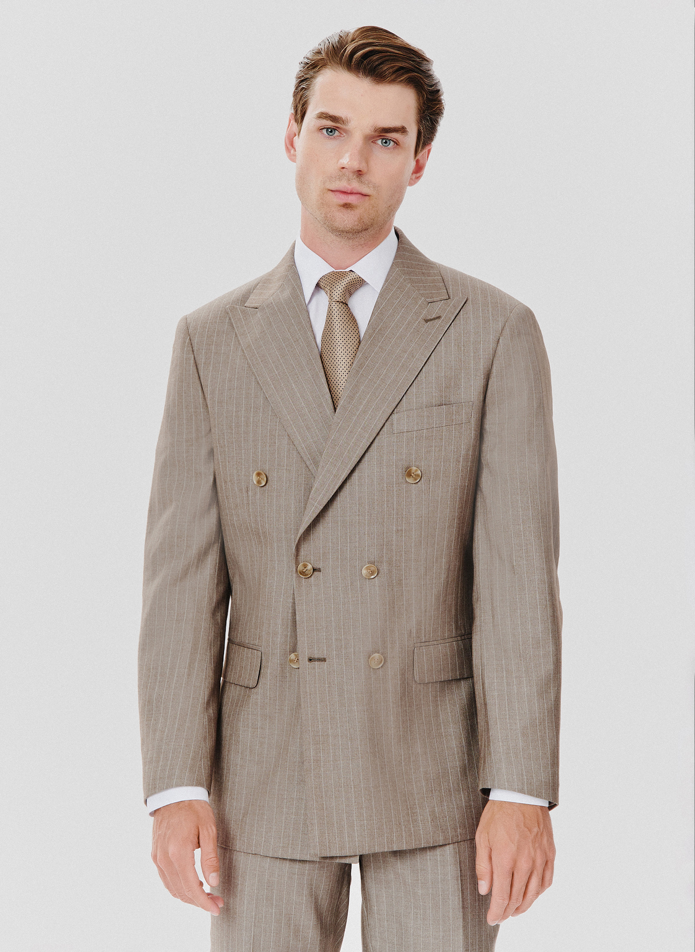Beżowa marynarka garniturowa w prążki - Pako Lorente