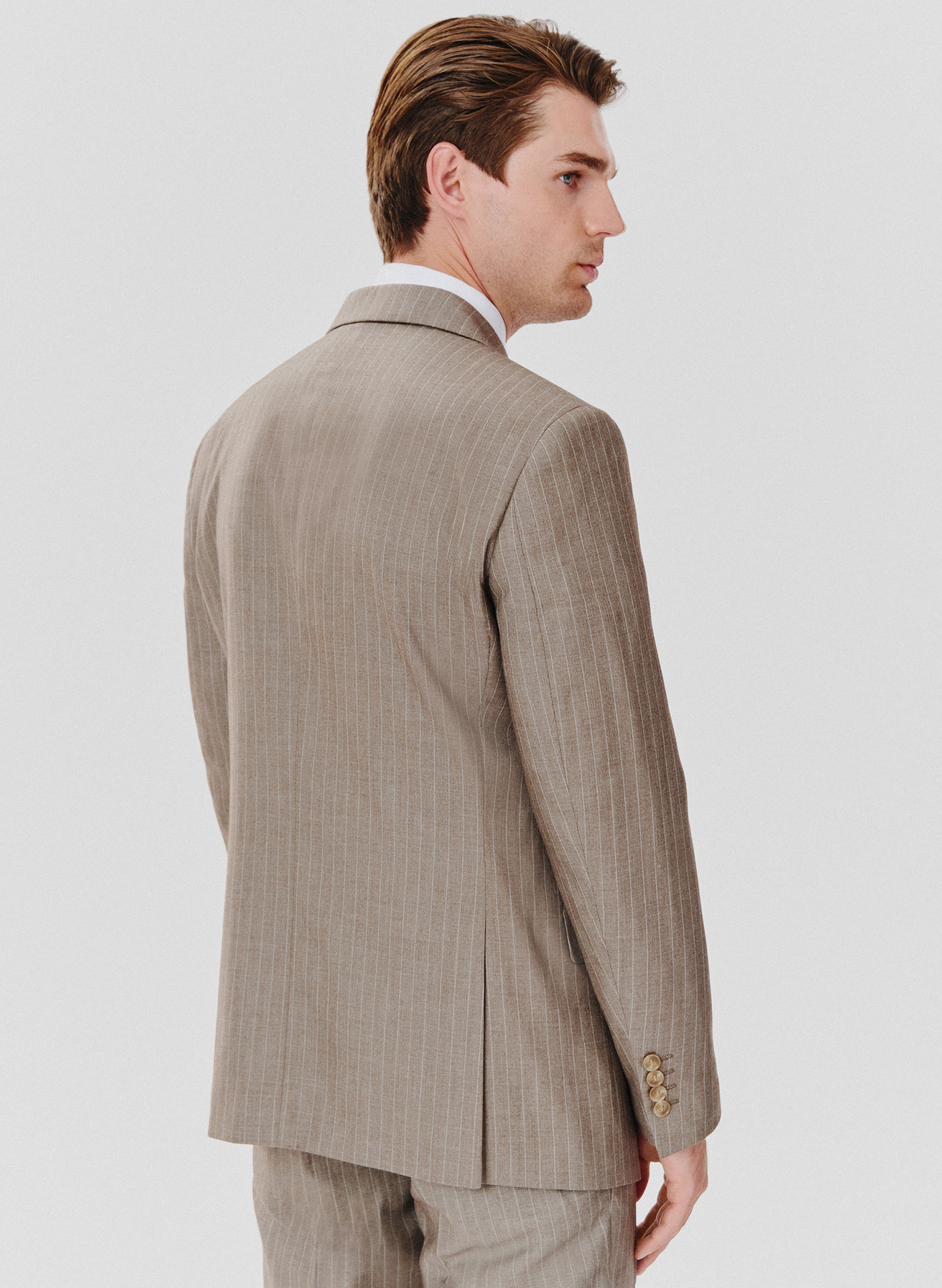 Beżowa marynarka garniturowa w prążki - Pako Lorente