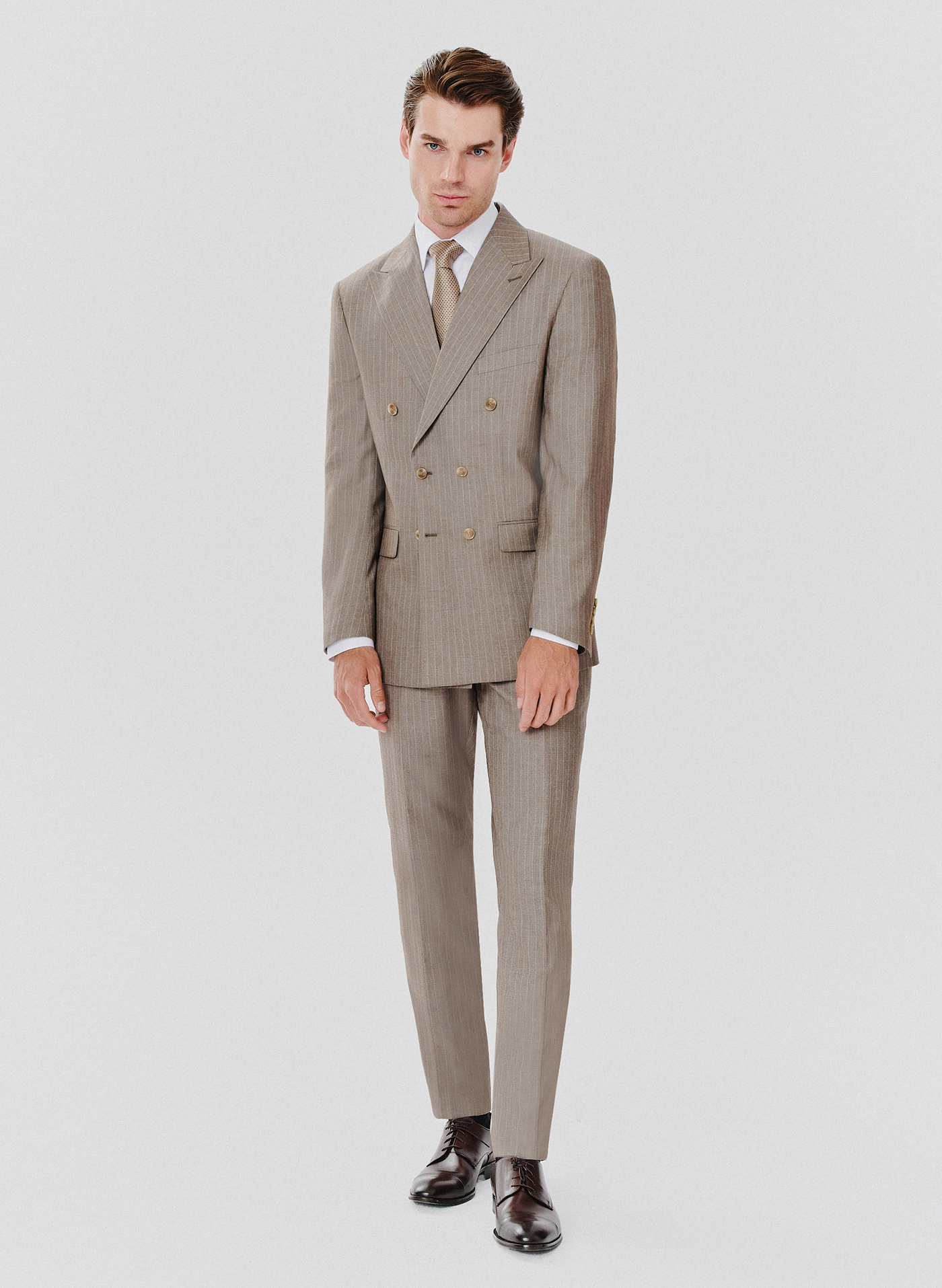 Beżowa marynarka garniturowa w prążki - Pako Lorente