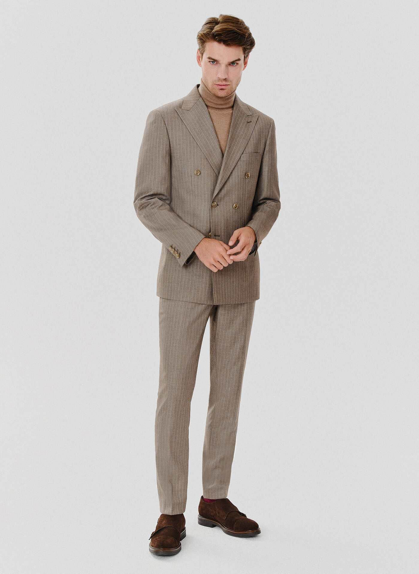 Beżowa marynarka garniturowa w prążki - Pako Lorente
