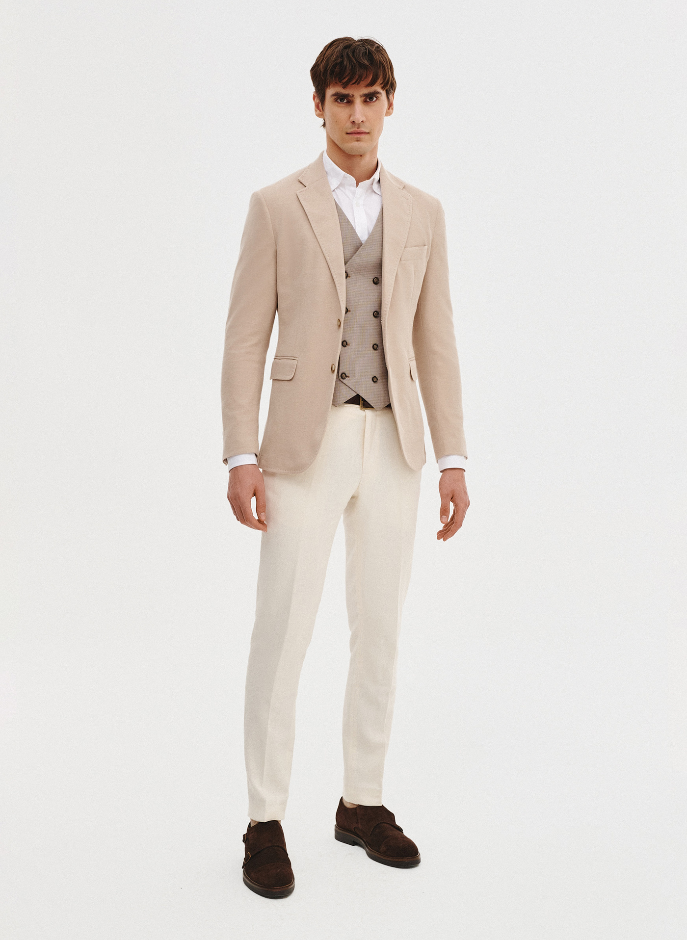 PAKO LORENTE - Dwurzędowa kamizelka męska w drobną kratę - Pako Lorente