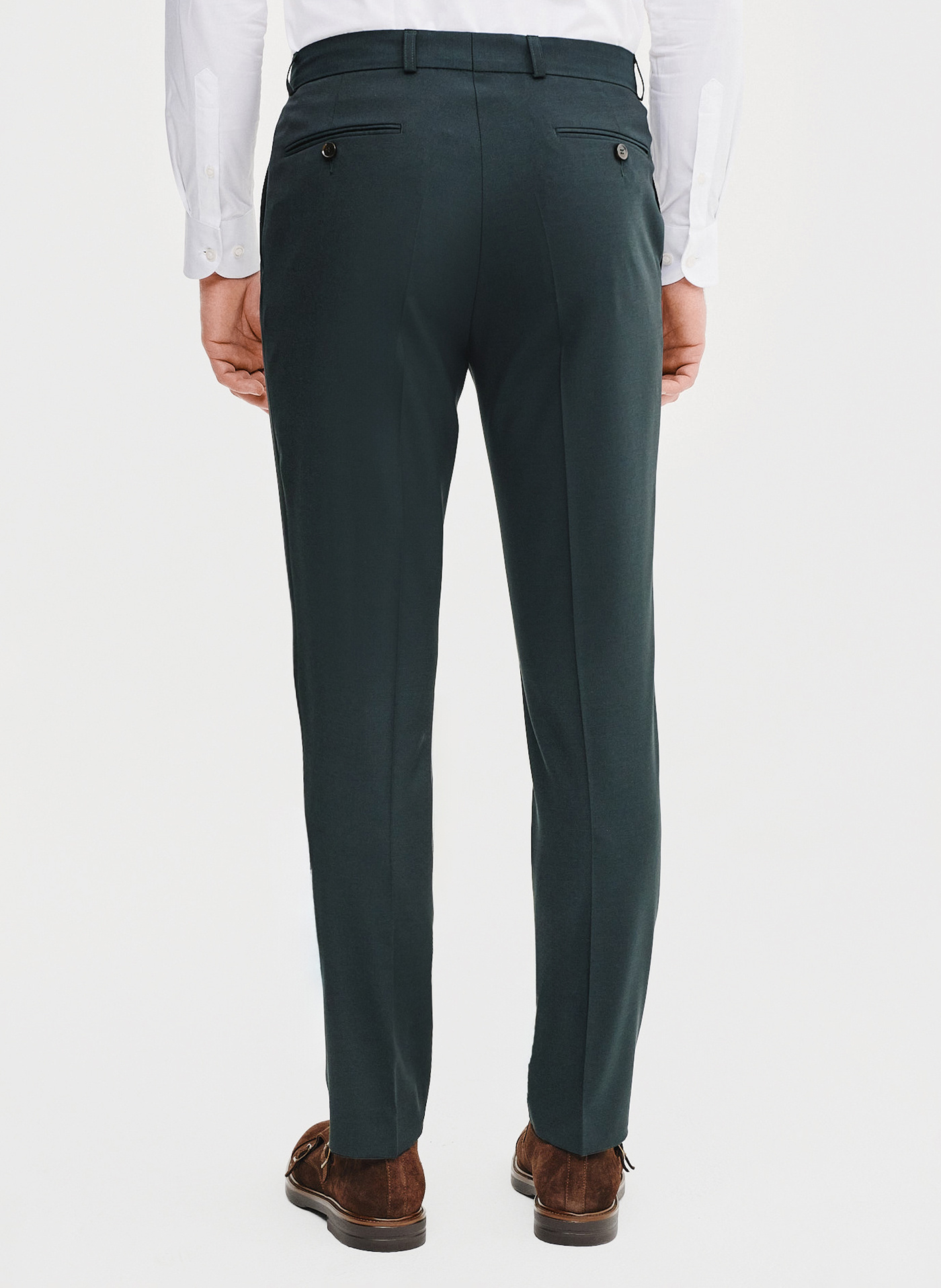 Wełniane spodnie garniturowe w kolorze zielonym - Pako Lorente
