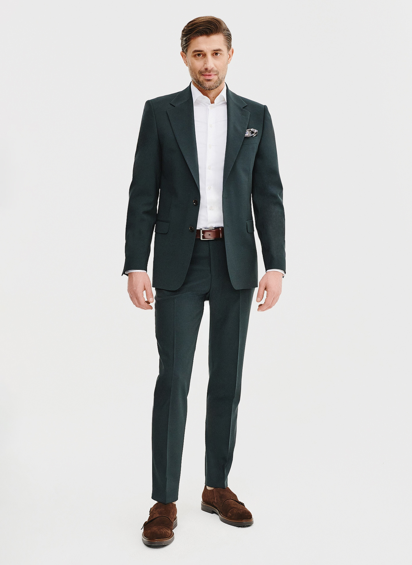 Wełniane spodnie garniturowe w kolorze zielonym - Pako Lorente