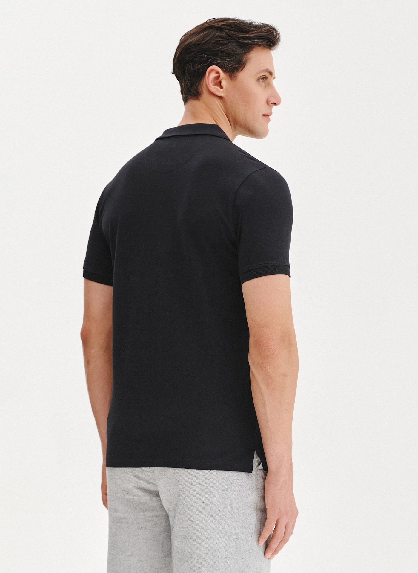 PAKO LORENTE - Czarny gładki t-shirt polo - Pako Lorente