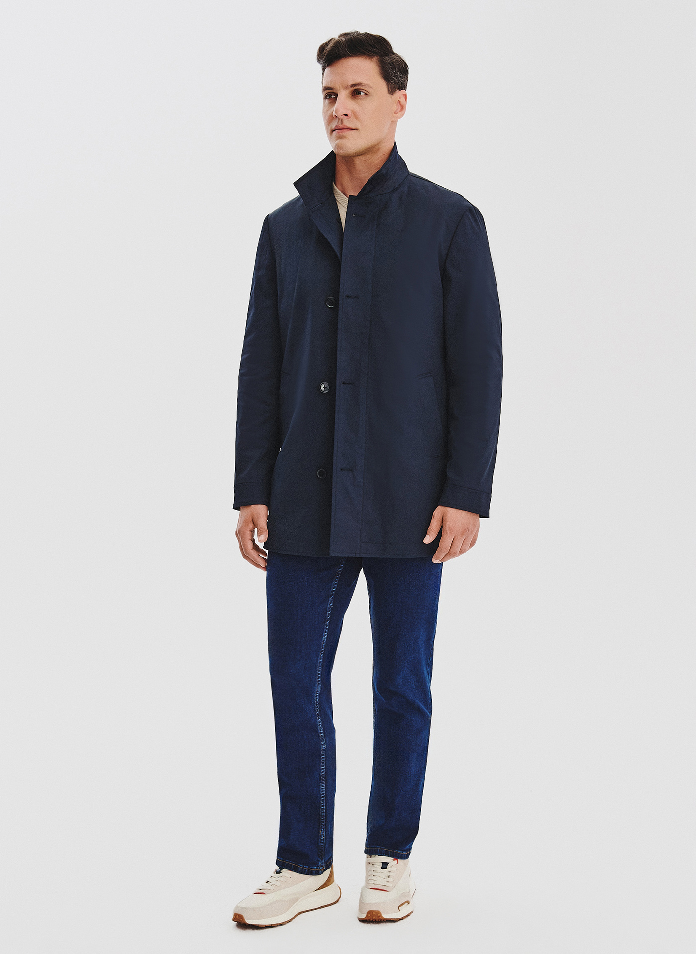 Granatowy płaszcz jesienny - Pako Lorente