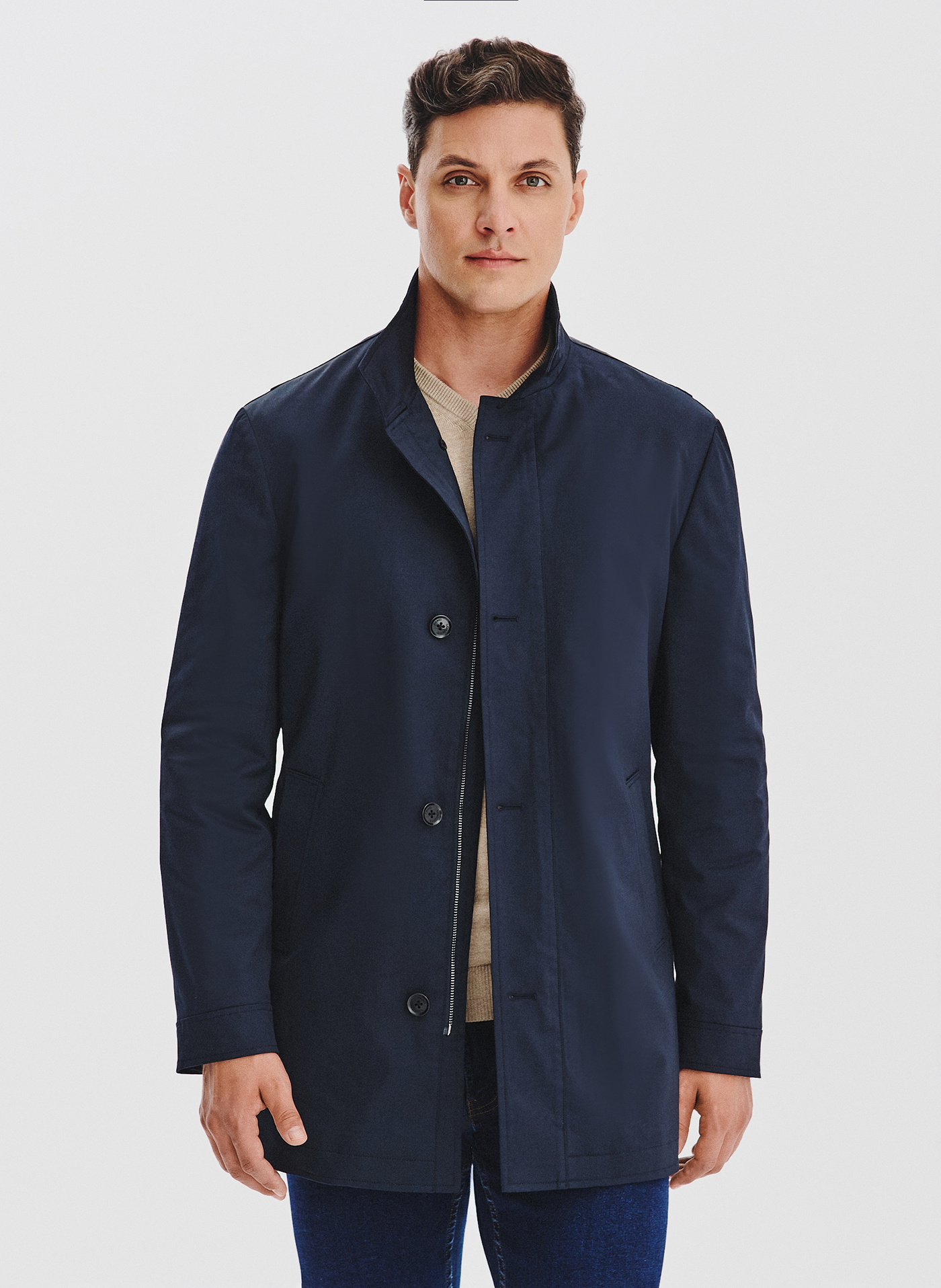 Granatowy płaszcz jesienny - Pako Lorente