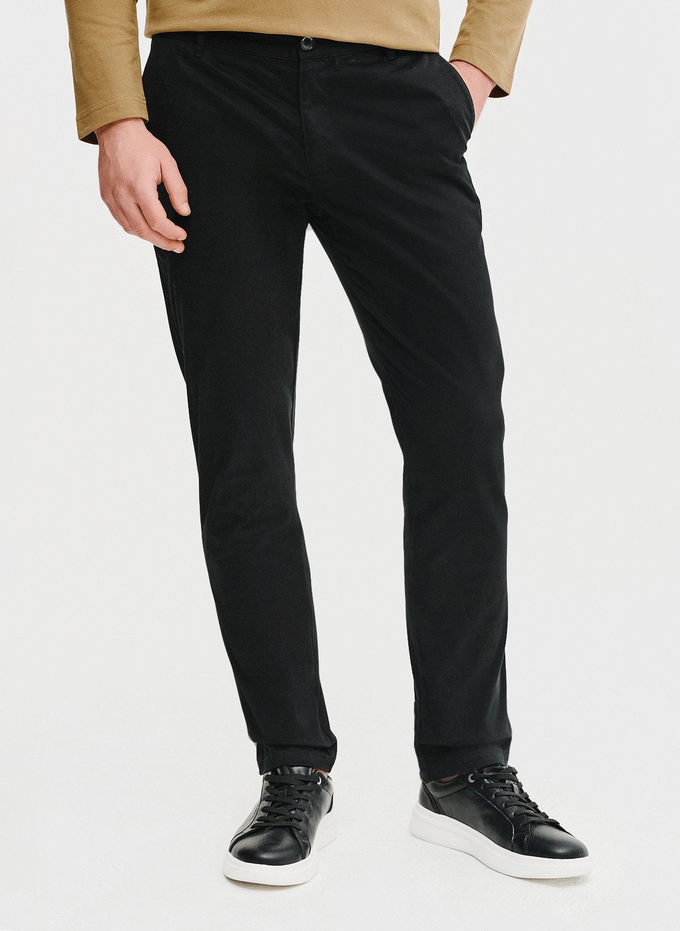 Czarne gładkie spodnie męskie - Pako Lorente