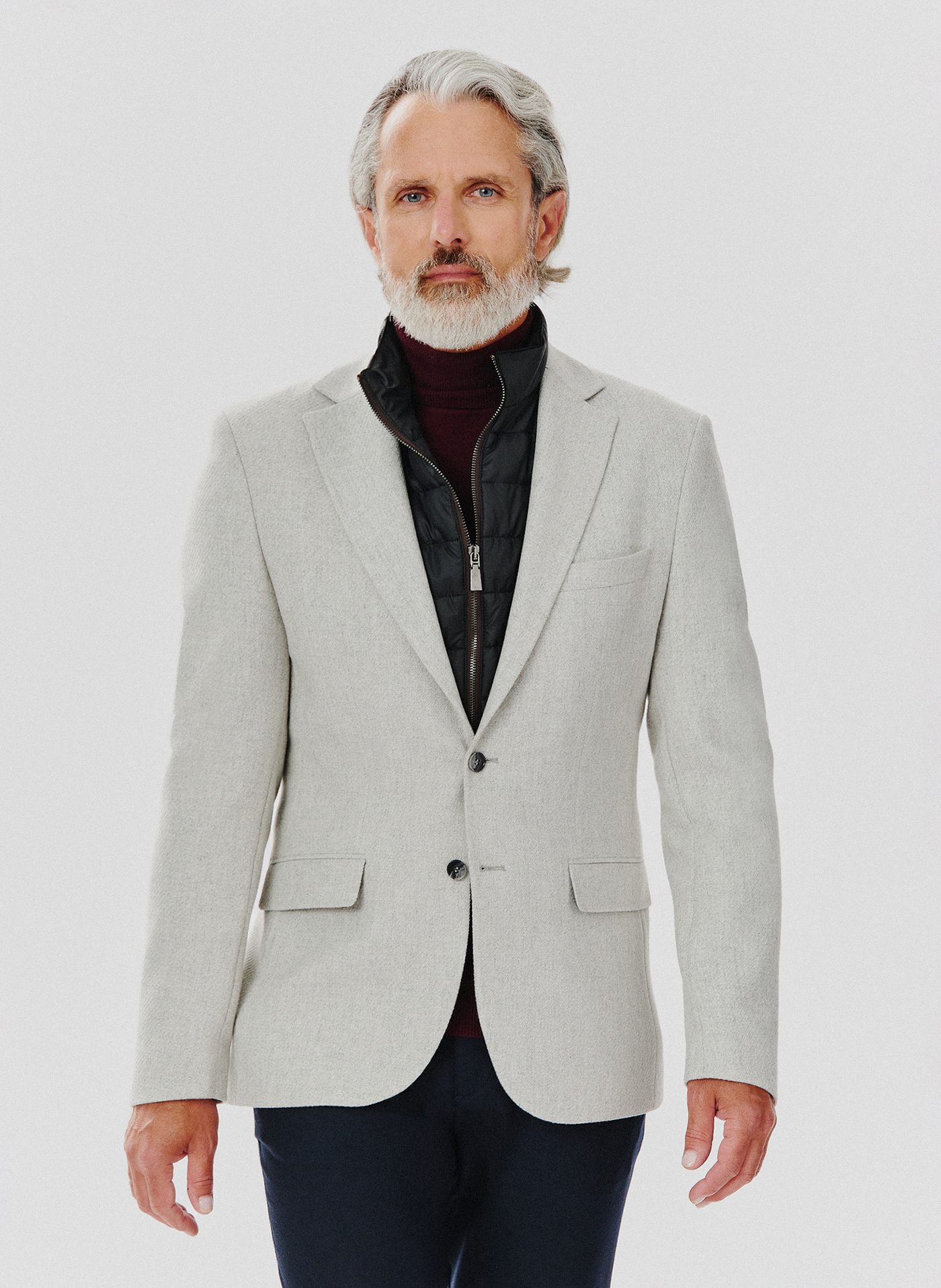 Szara marynarka męska z odpinaną podpinką - Pako Lorente