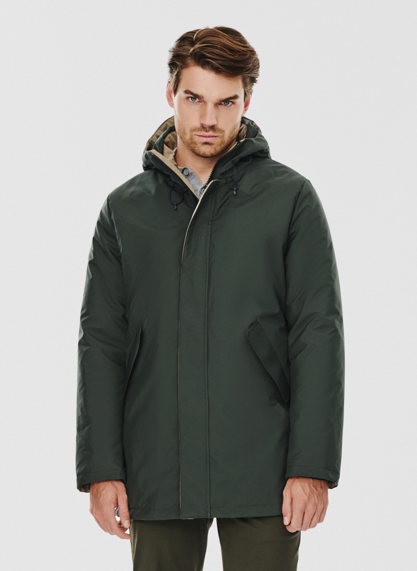 Zielona kurtka męska z kapturem - Pako Lorente