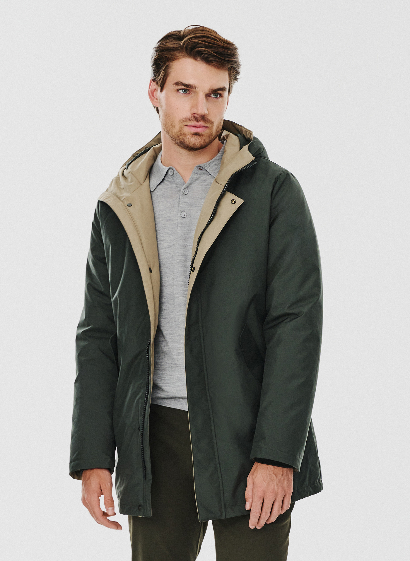 Zielona kurtka męska z kapturem - Pako Lorente