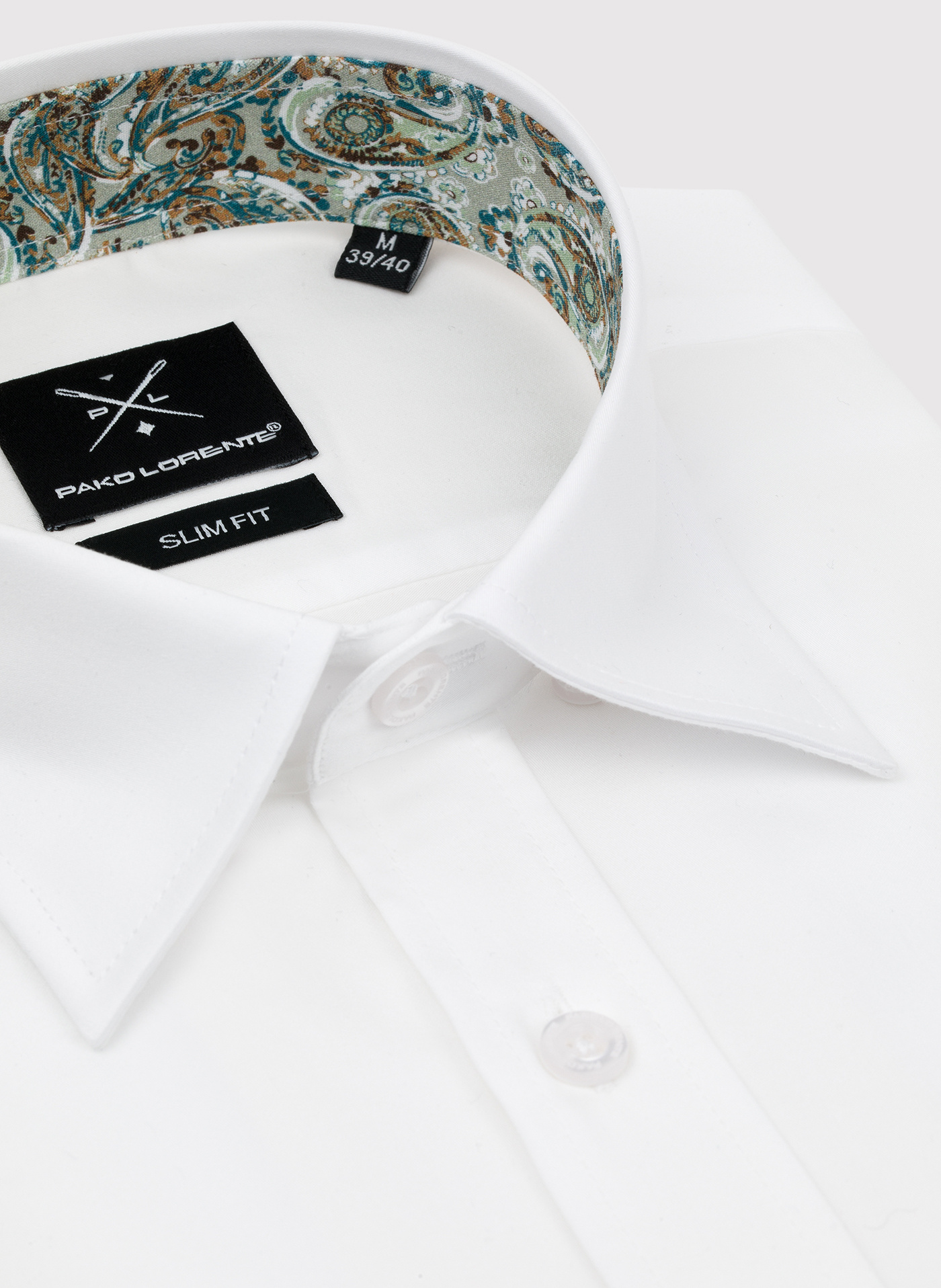 Biała koszula męska z kontrastowym wykończeniem - Pako Lorente