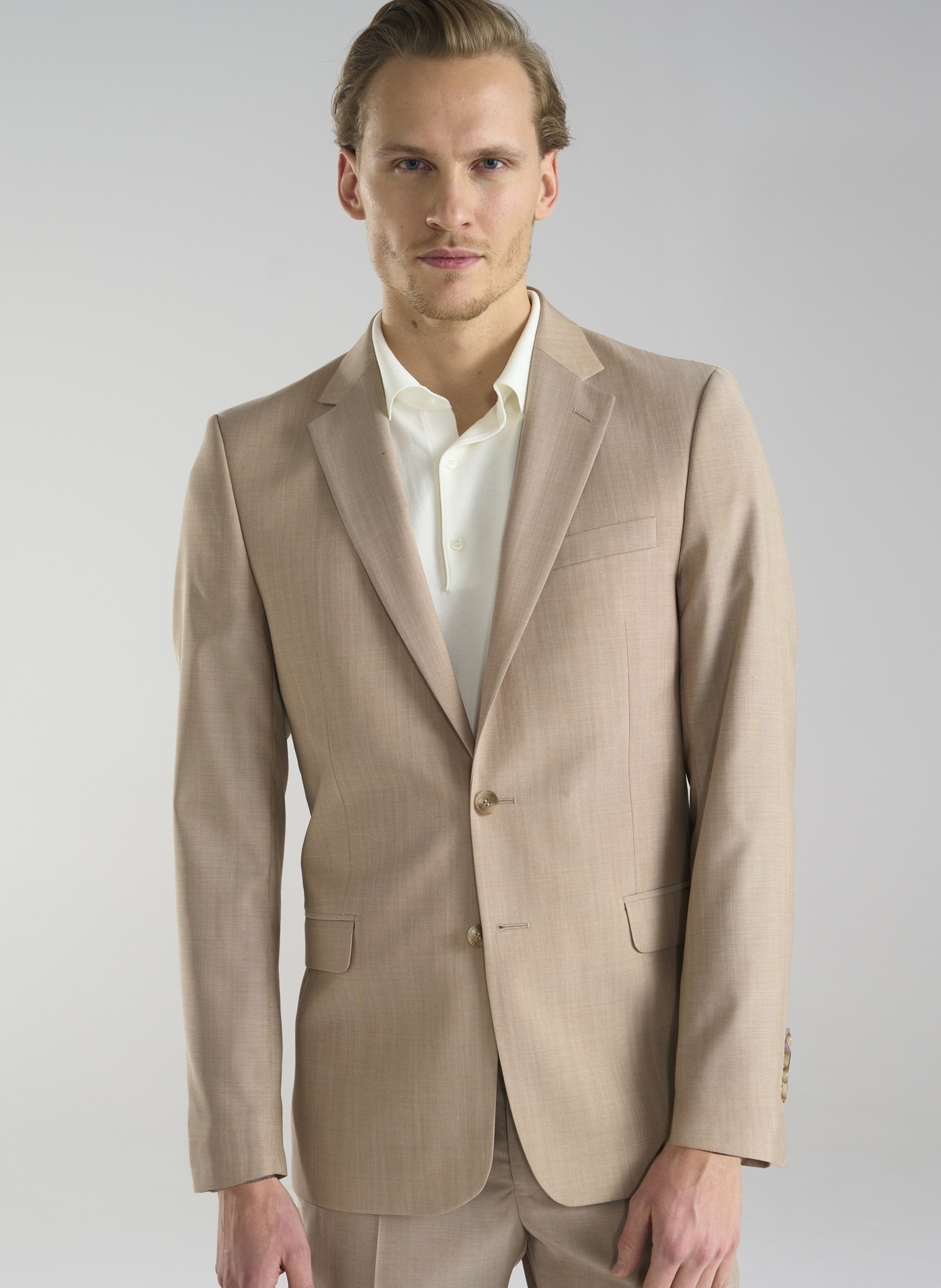 Beżowa wełniana marynarka męska - Pako Lorente